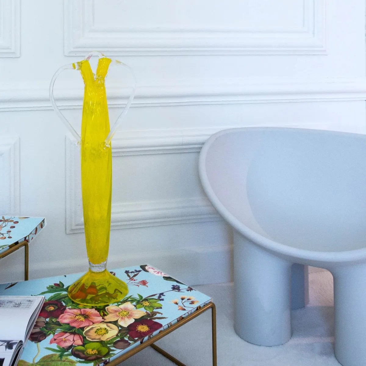 Vase ARGENCOURT gelb geblasenes Glas