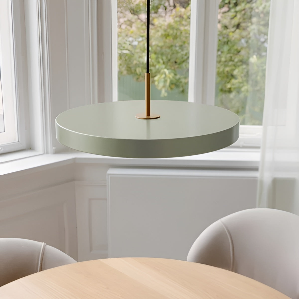 ASTERIA PLUS pendant lamp in olive with a gold accent