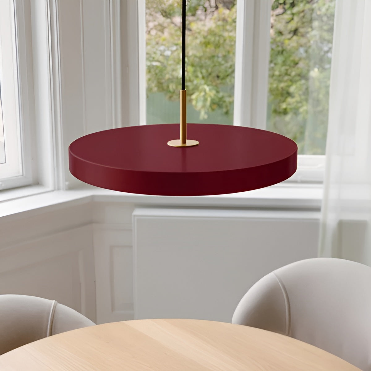 Hanglamp ASTERIA PLUS bordeaux met gouden inzetstuk