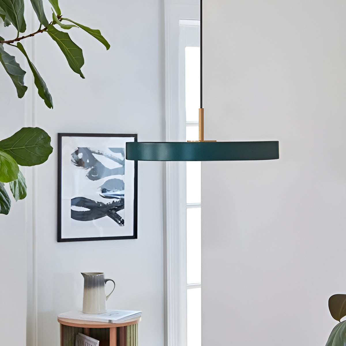 Pendelleuchte ASTERIA PLUS dunkelgrün mit goldener Einlage