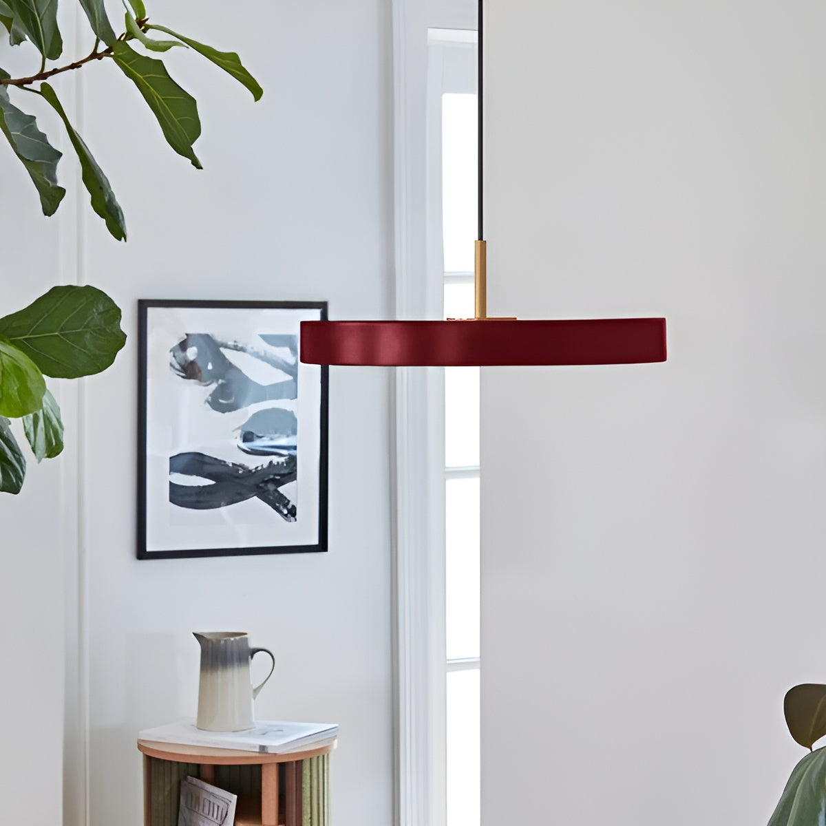 Hanglamp ASTERIA PLUS bordeaux met gouden inzetstuk