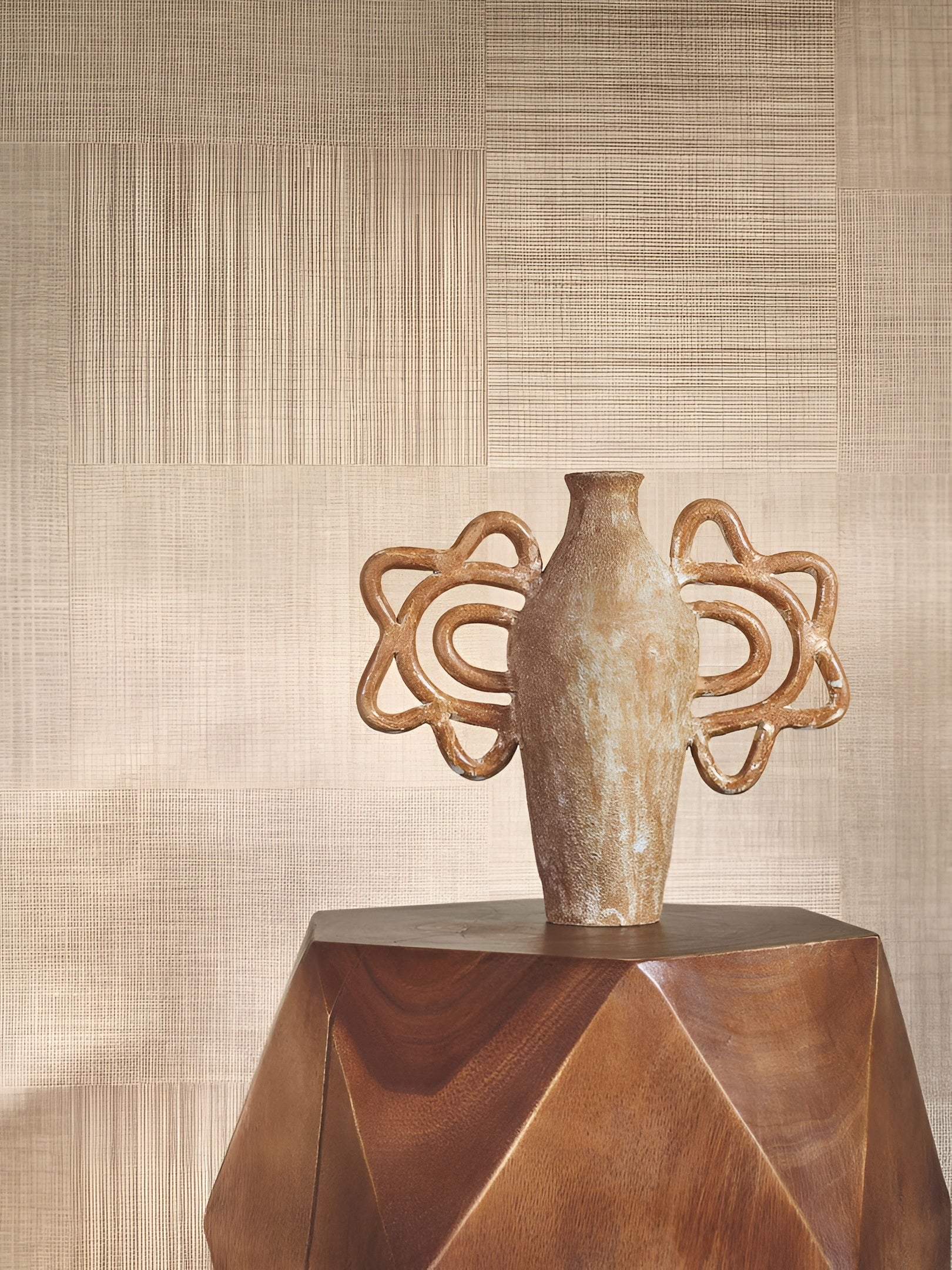 Geometrische Struktur-Tapete Patchwork, die Stoff imitiert MESTIZO - PIERRE BLEUE grau-blau