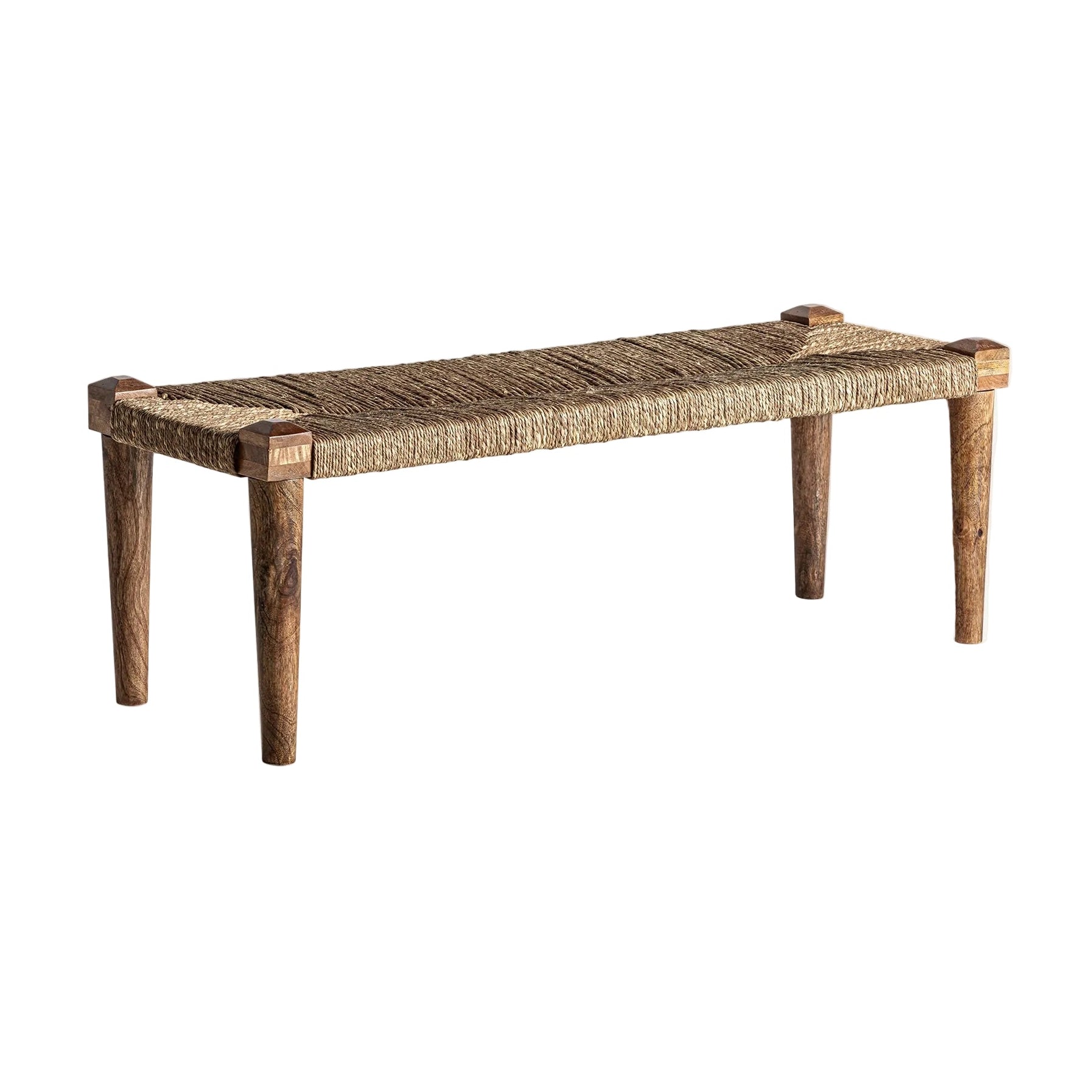 TASSAROLO Bench in Mango Wood with Jute Seat