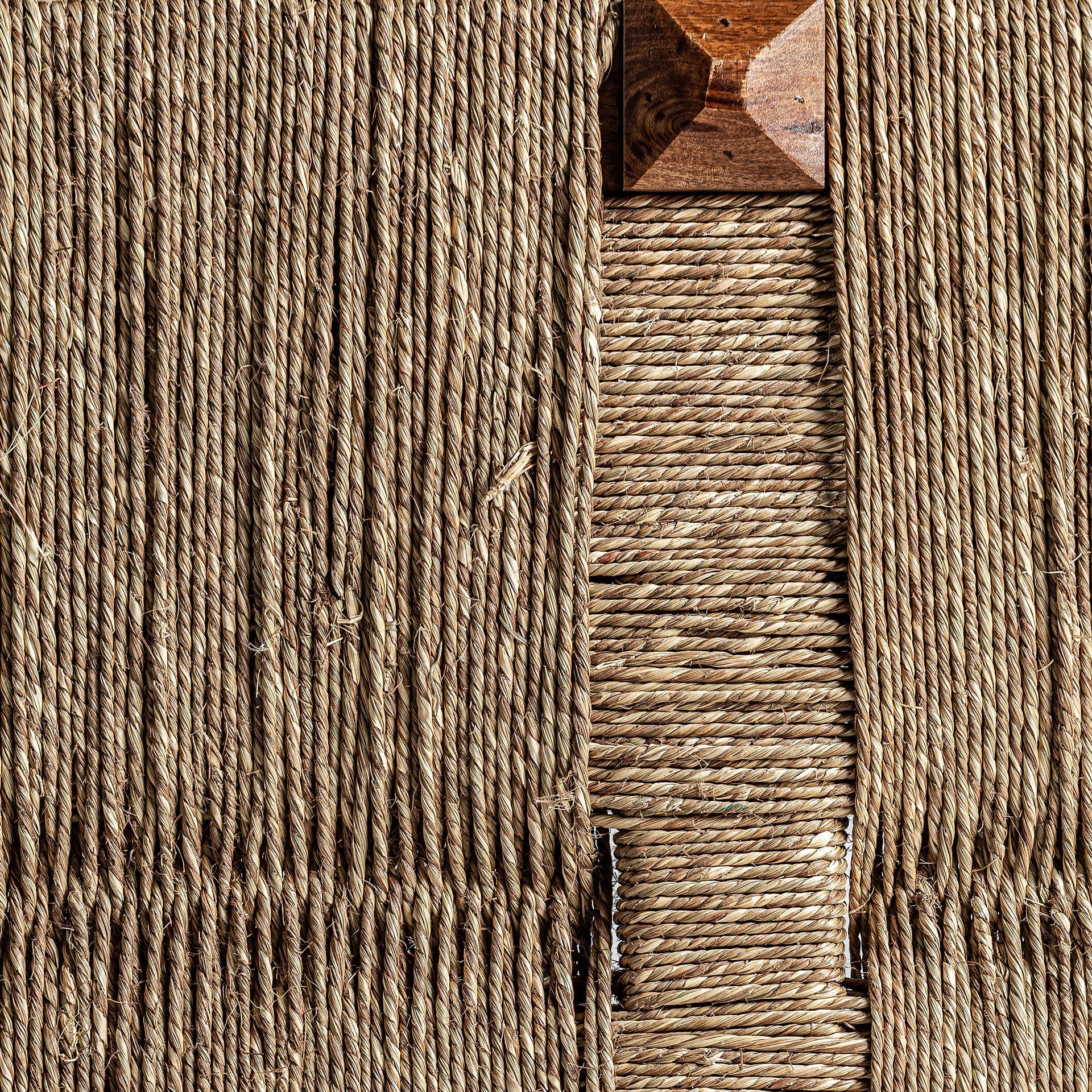 TASSAROLO dubbele bank van mango hout met jute zitting