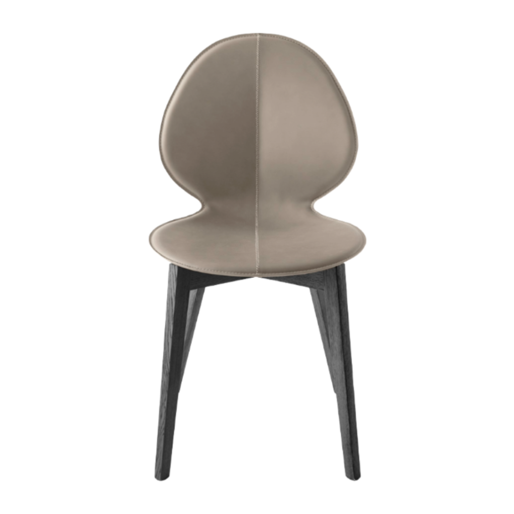 Stoel BASIL taupe zitting met zwarte houten basis