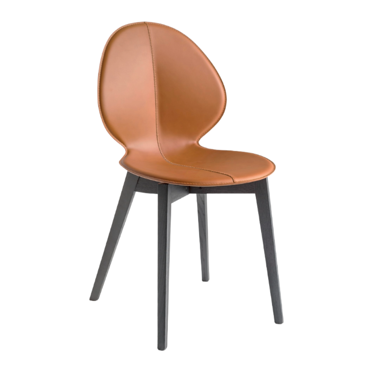 Krzesło BASIL brązowe siedzisko z grafitową drewnianą podstawą – Calligaris