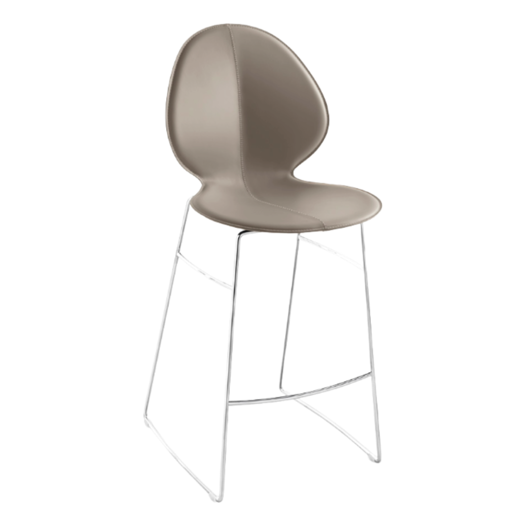 BASIL bar stool taupe seat with chrome metal base