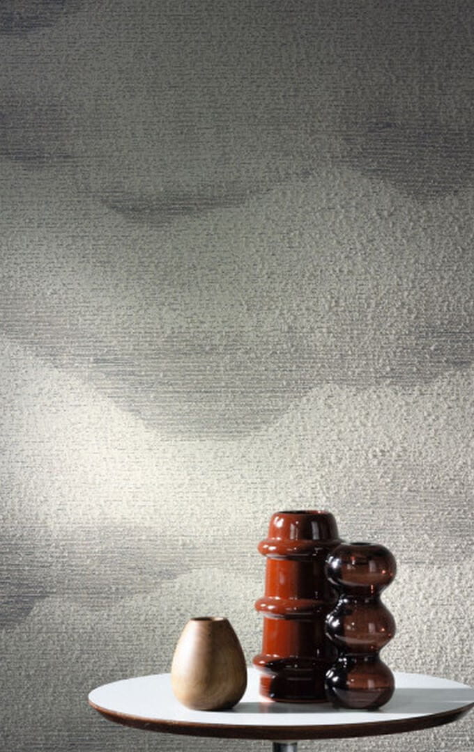 Textured fabric wallpaper with cloud motif JASPER - GRIS CENDRÉ gray