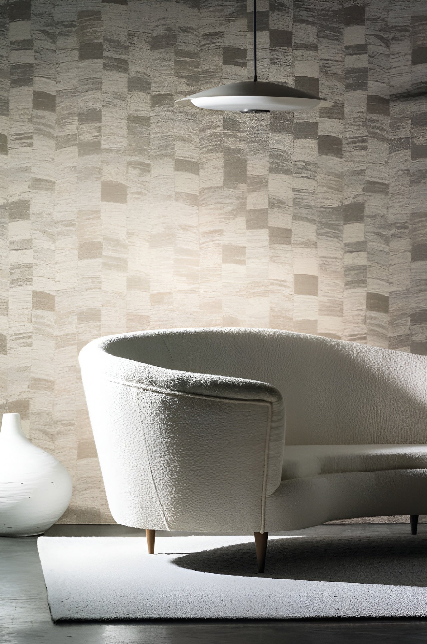 Strukturierte Textiltapete mit geometrischem Muster PUEBLOS - SABLE sandfarben