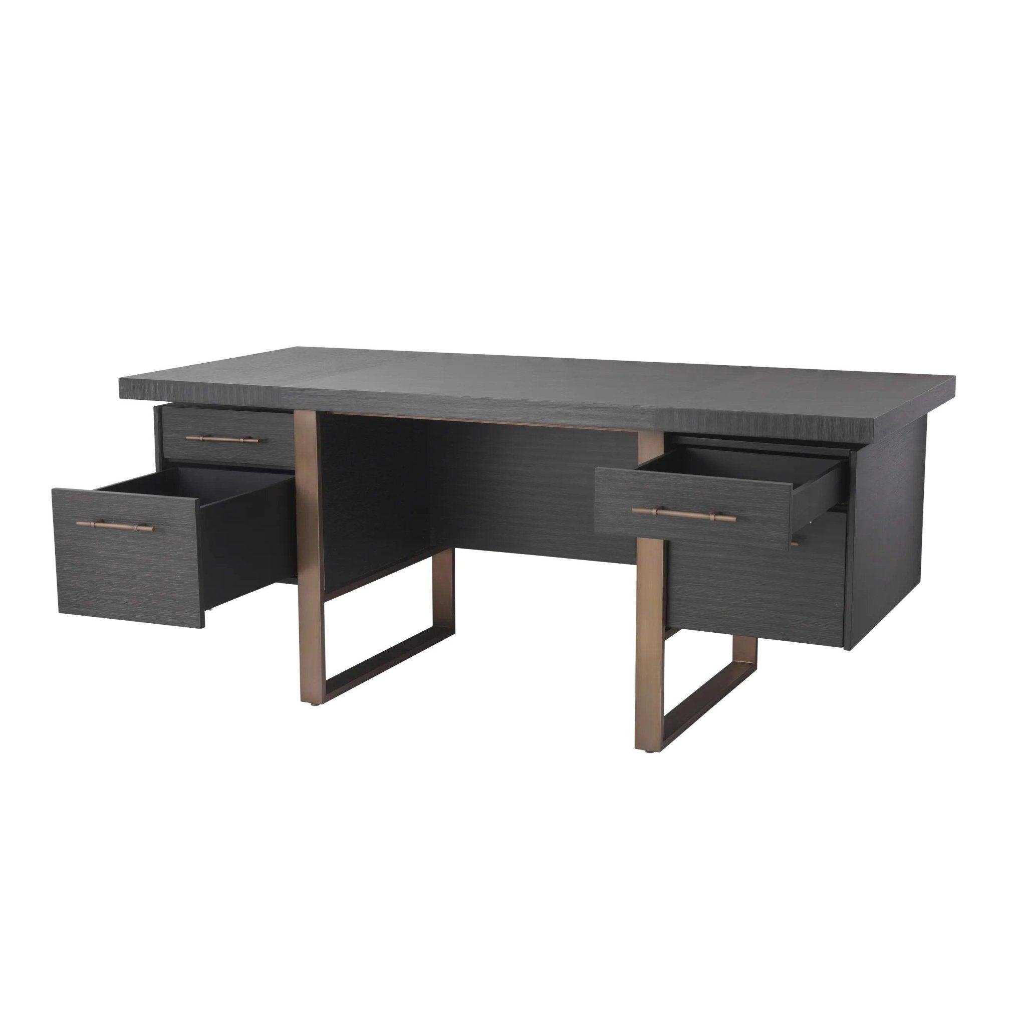 Biurko CANOVA czarny fornir ze szczotkowanym mosiądzem Eichholtz Eye on Design