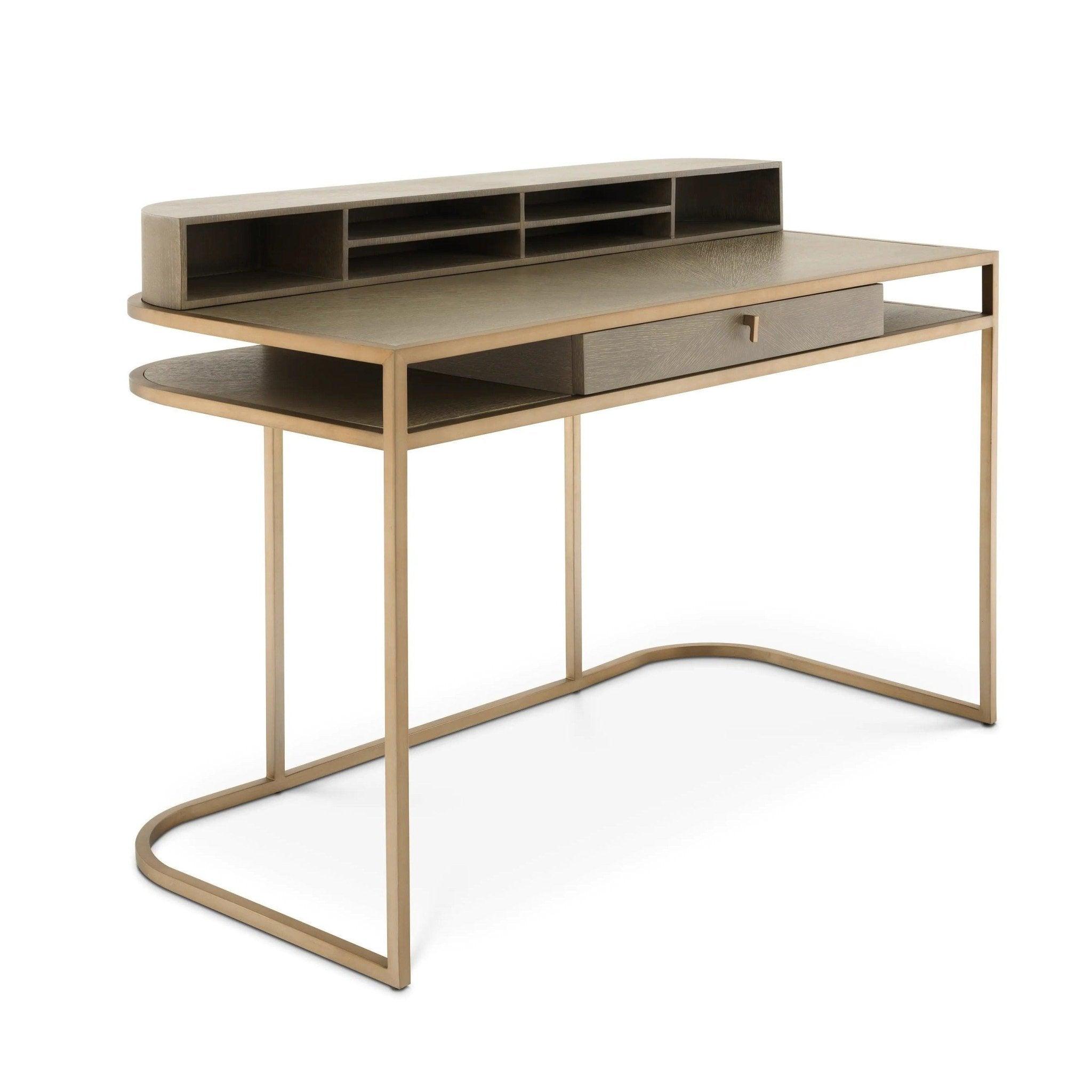 Biurko HIGHLAND fornir dębowy ze szczotkowanym mosiądzem Eichholtz Eye on Design