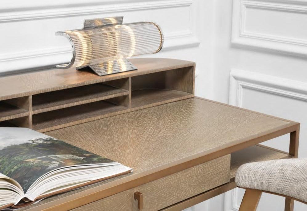 Biurko HIGHLAND fornir dębowy ze szczotkowanym mosiądzem Eichholtz Eye on Design