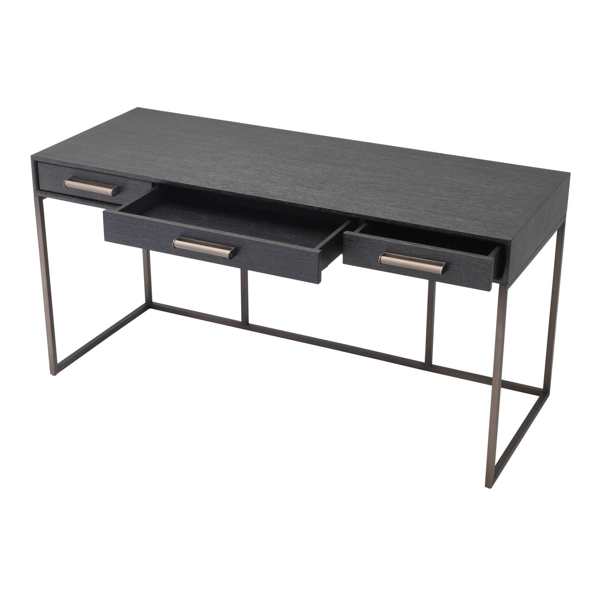 Biurko LARSEN grafitowy fornir z ekoskórą Eichholtz Eye on Design