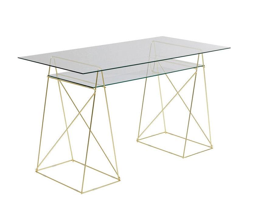 Biurko szklane POLAR złota podstawa – Kare Design