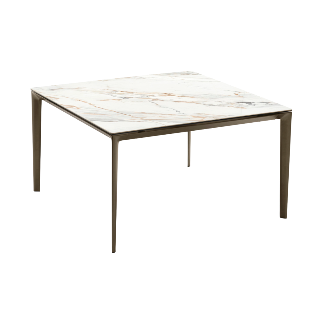 Uittrekbare tafel BOMA met witte blad en bruine basis