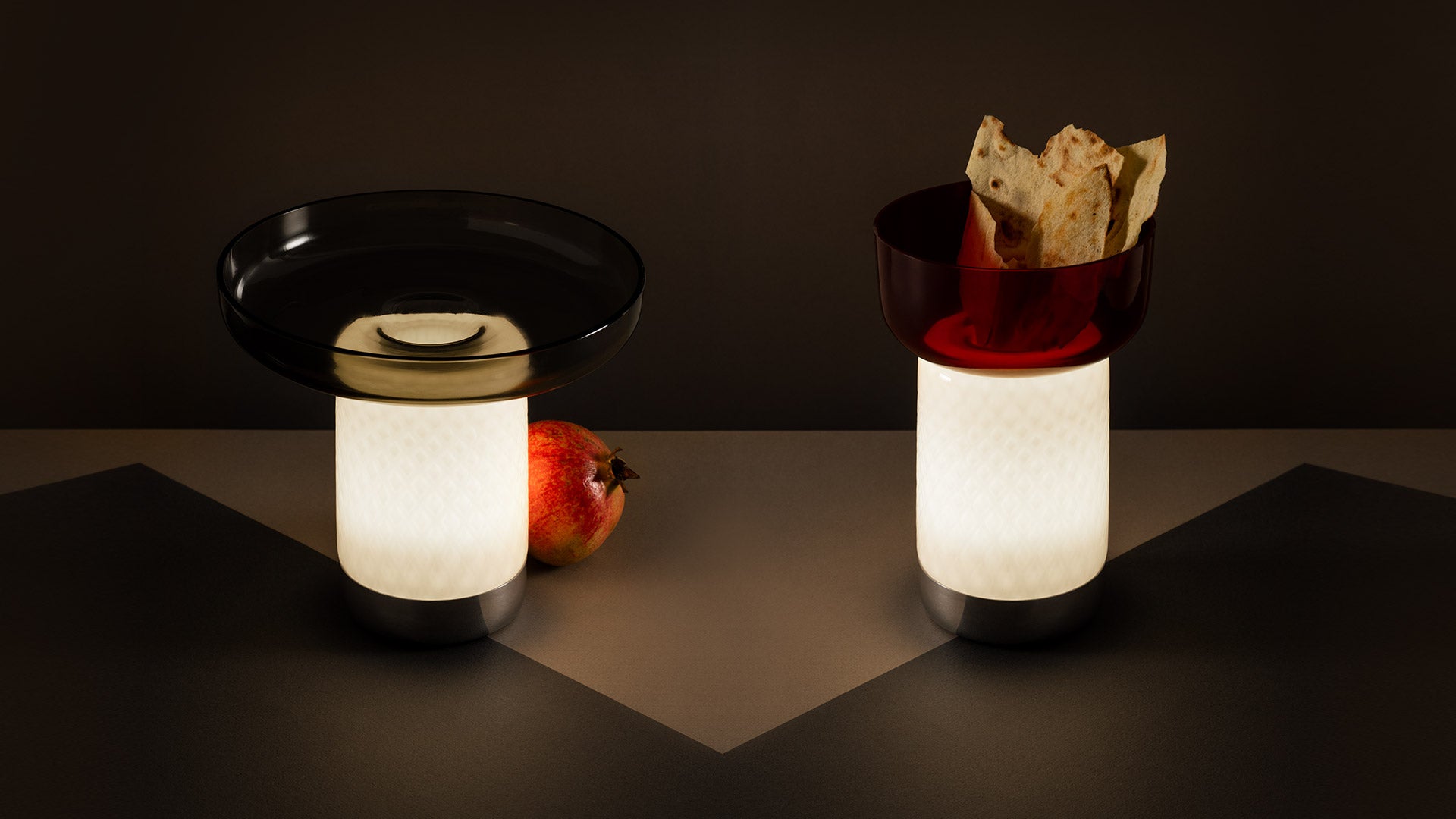 Tragbare Lampe BONTA BOWL weiß mit rot