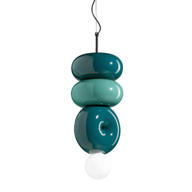 Hanglamp van keramiek BUMBUM petrolgroen met turquoise
