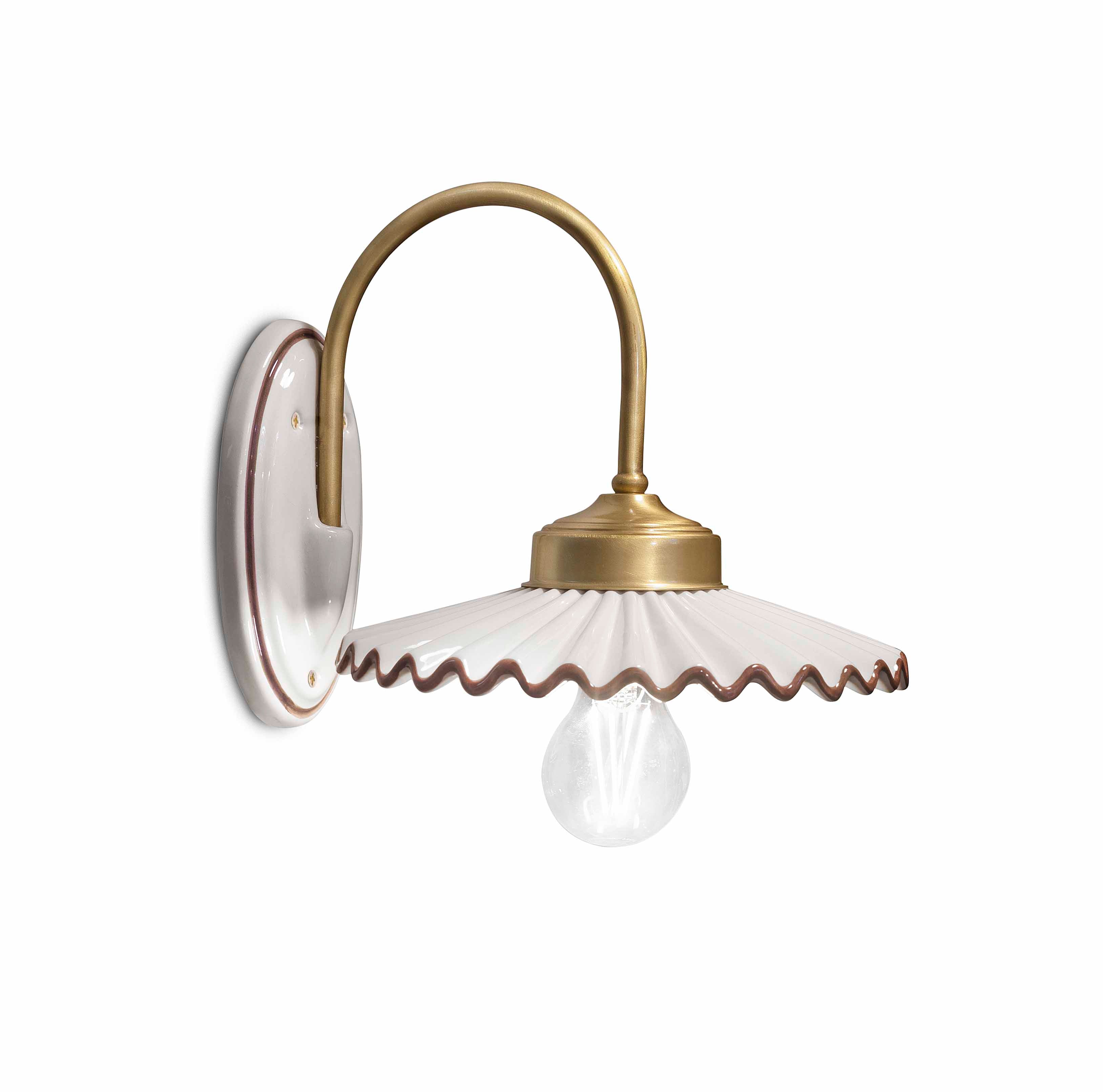 Wandlamp van keramiek L’AQUILA wit met mokka en goud