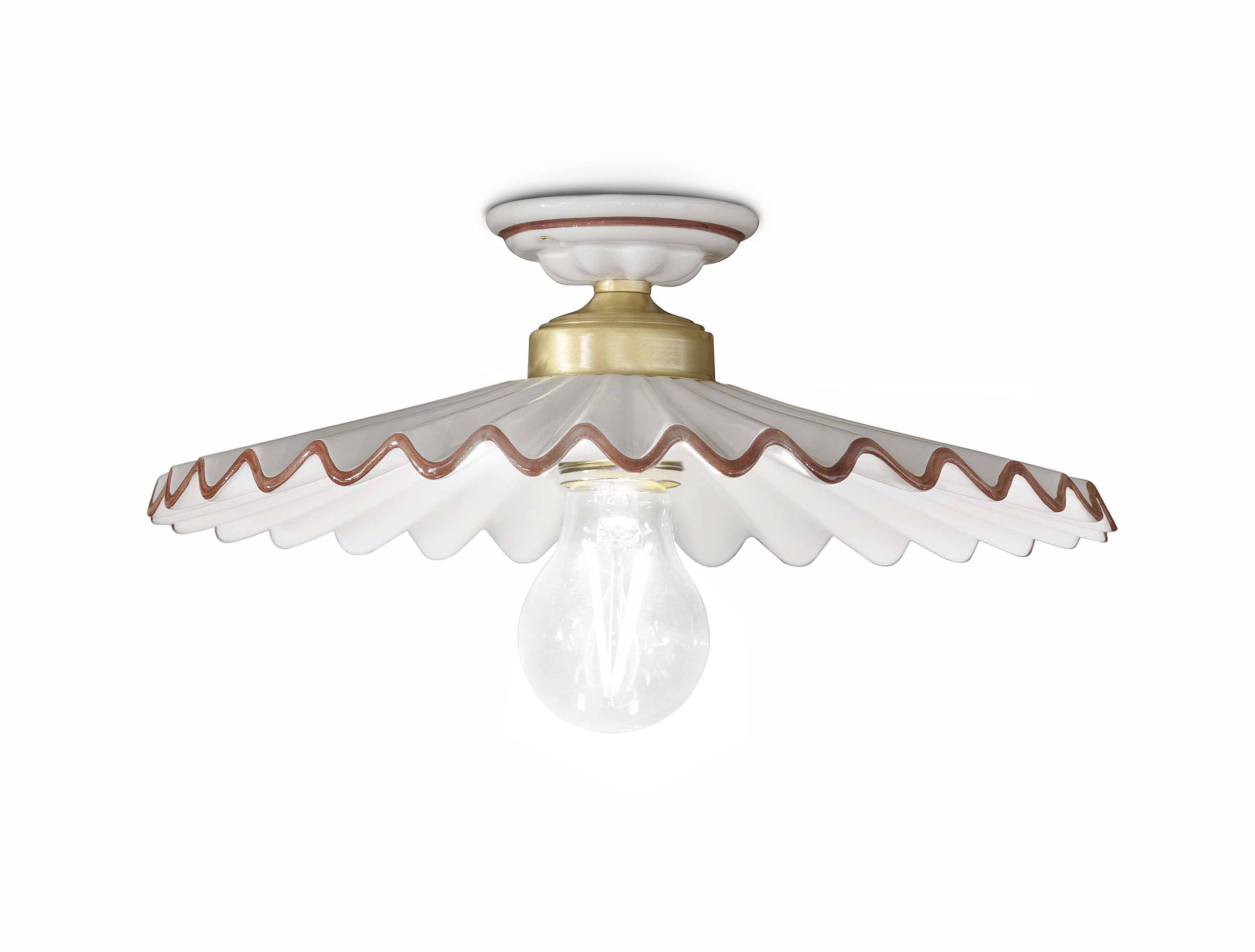 Ceiling lamp ceramic L’AQUILA white with mocha and brass finish