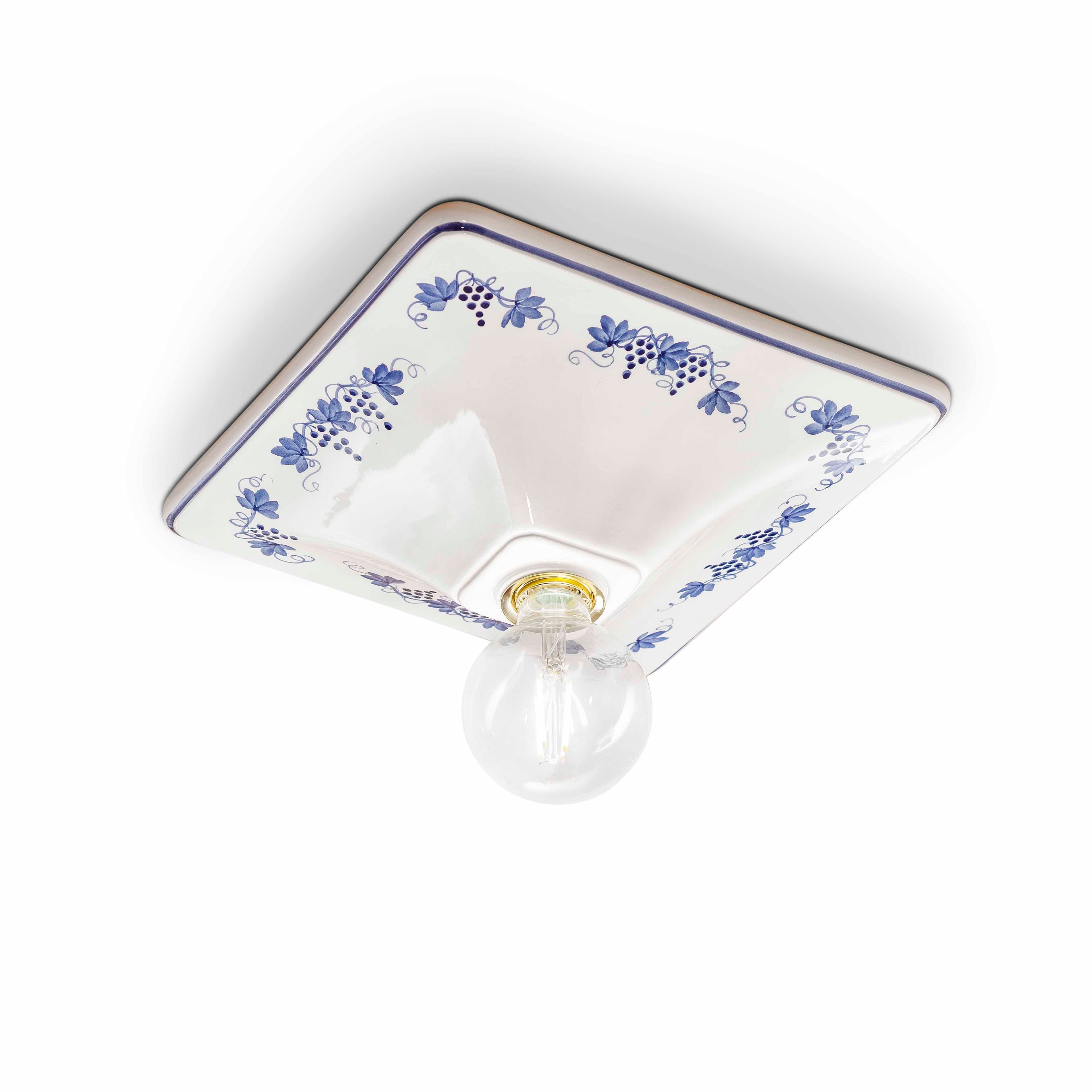 White ceramic ceiling TRIESTE with blue pattern