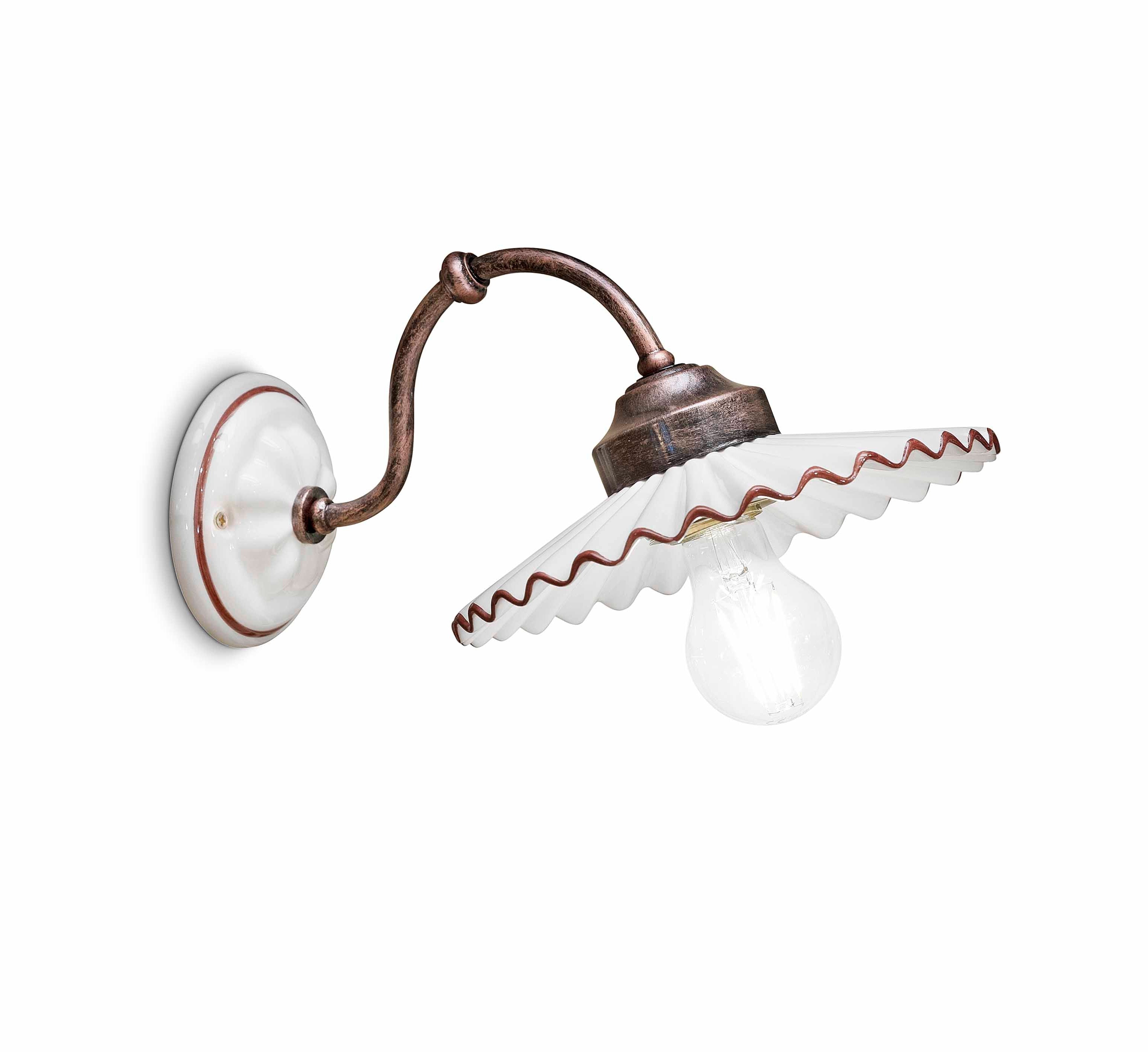 Ceramic wall lamp L’AQUILA white with mocha and antique copper