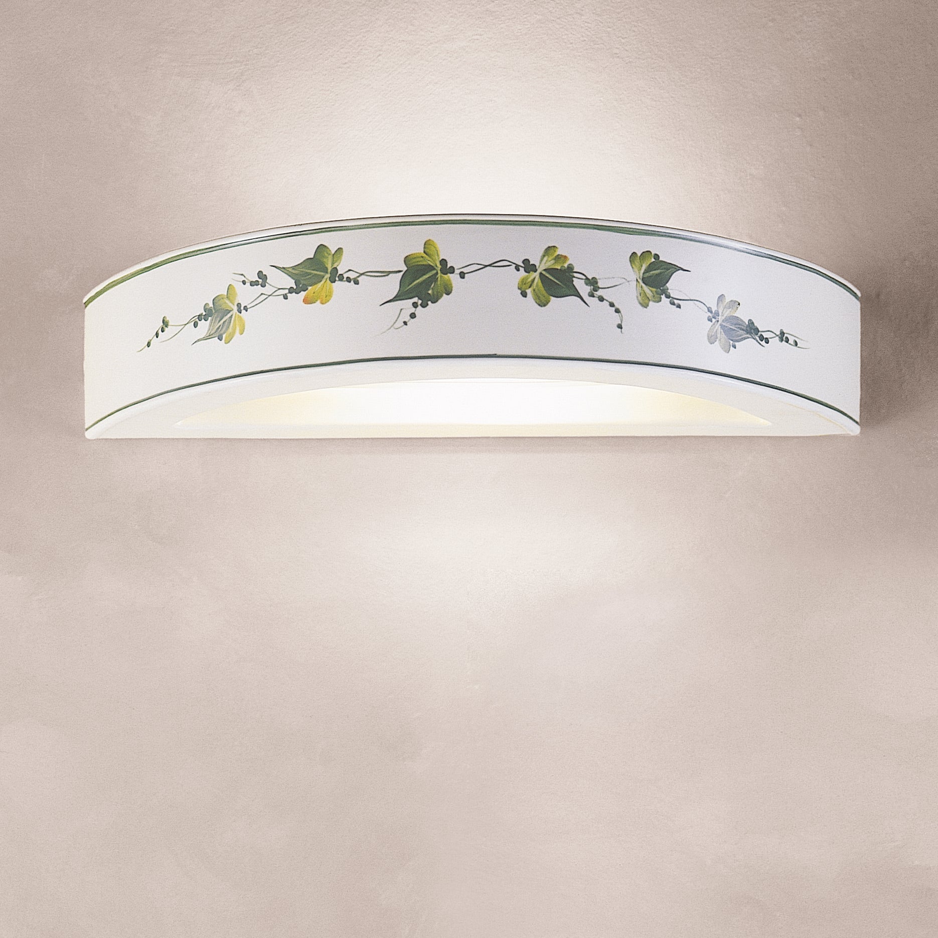 Wandlamp van keramiek TRIESTE wit met groen patroon