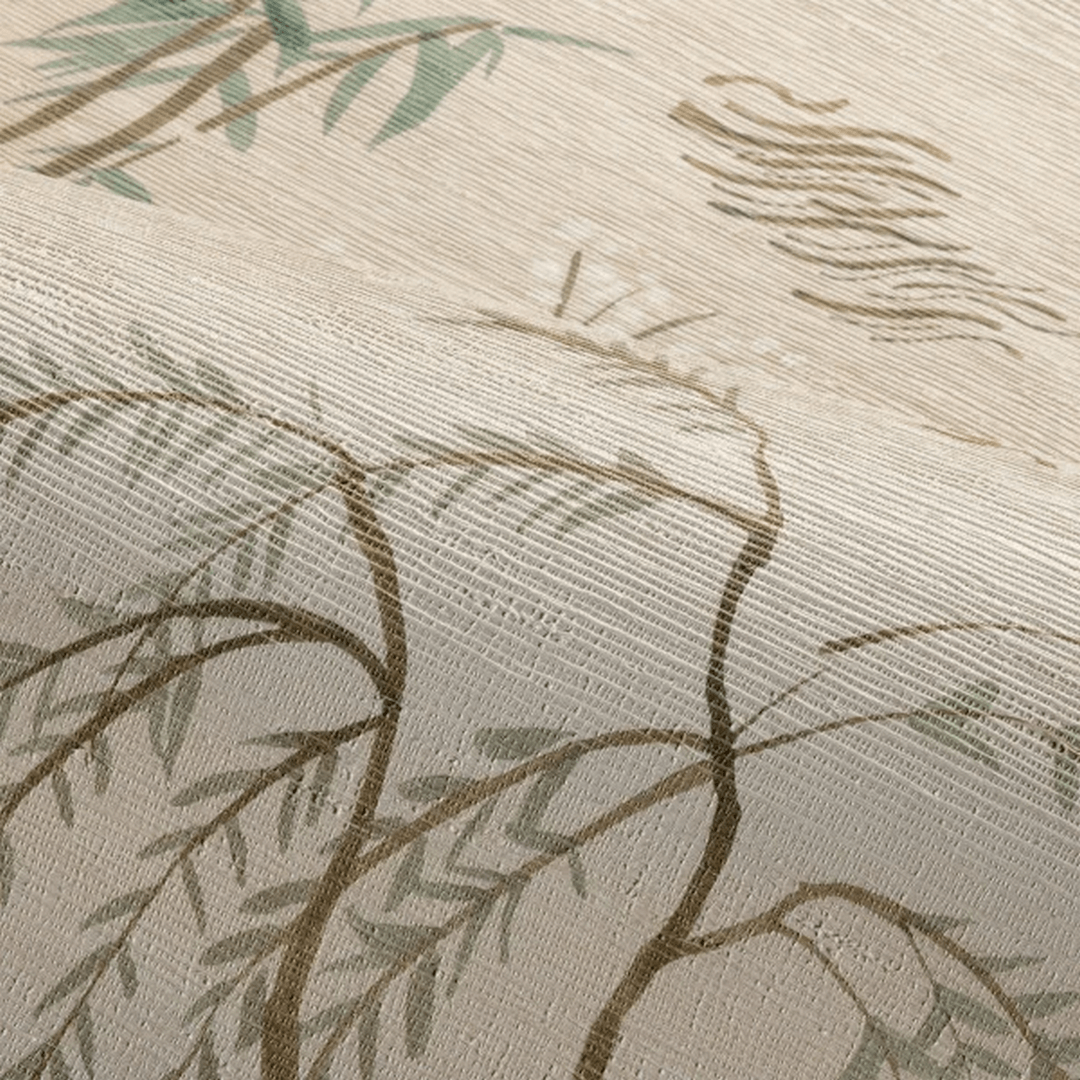 Structural wallpaper with an oriental tree plant motif LEGENDES - IVORY light beige