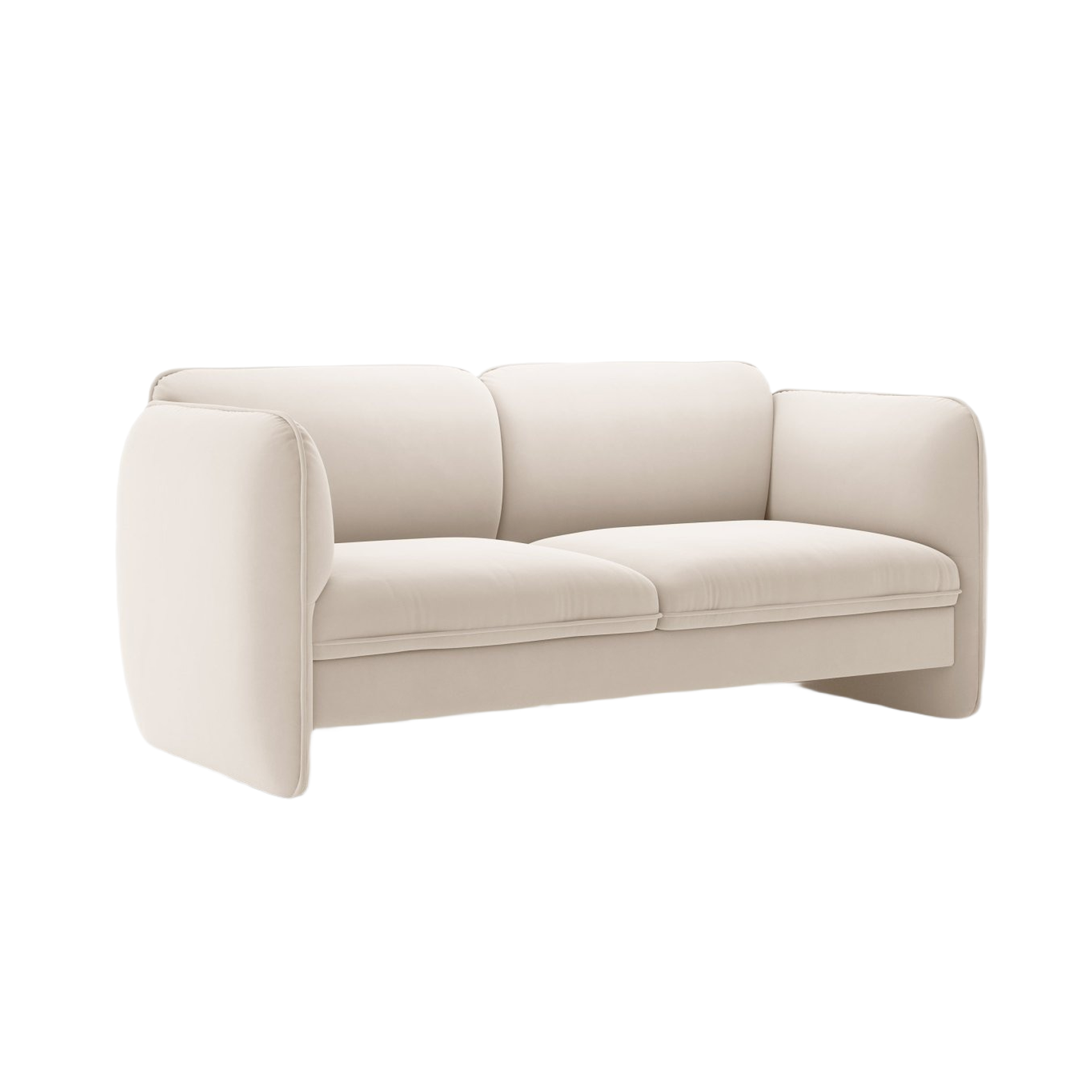 Sofa aus Samt 2-sitzig GEORGIA Elfenbein