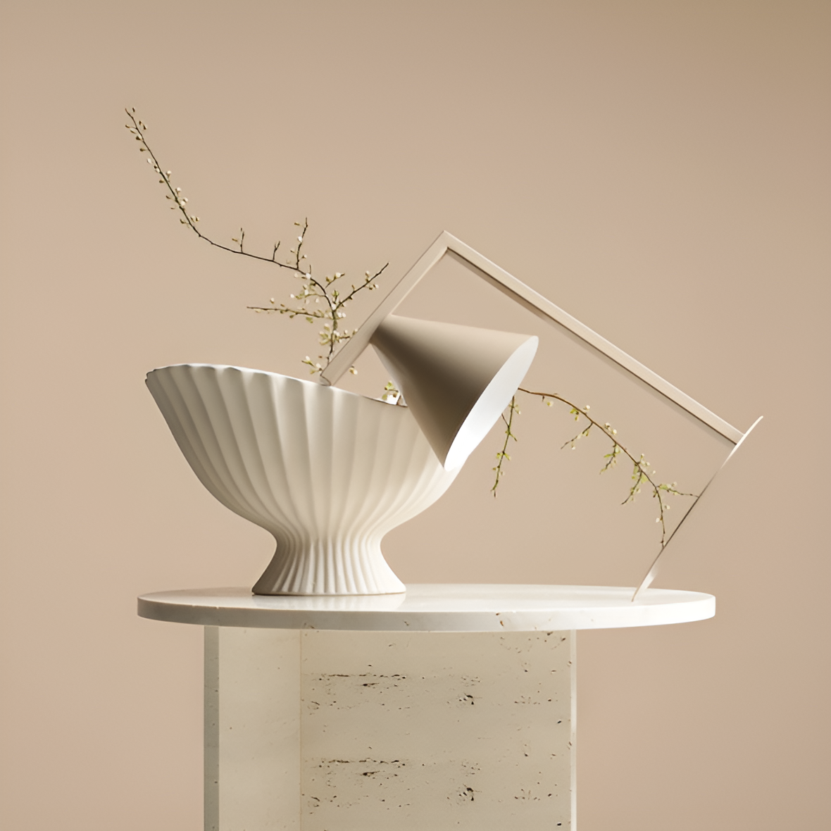 Beige form table lamp