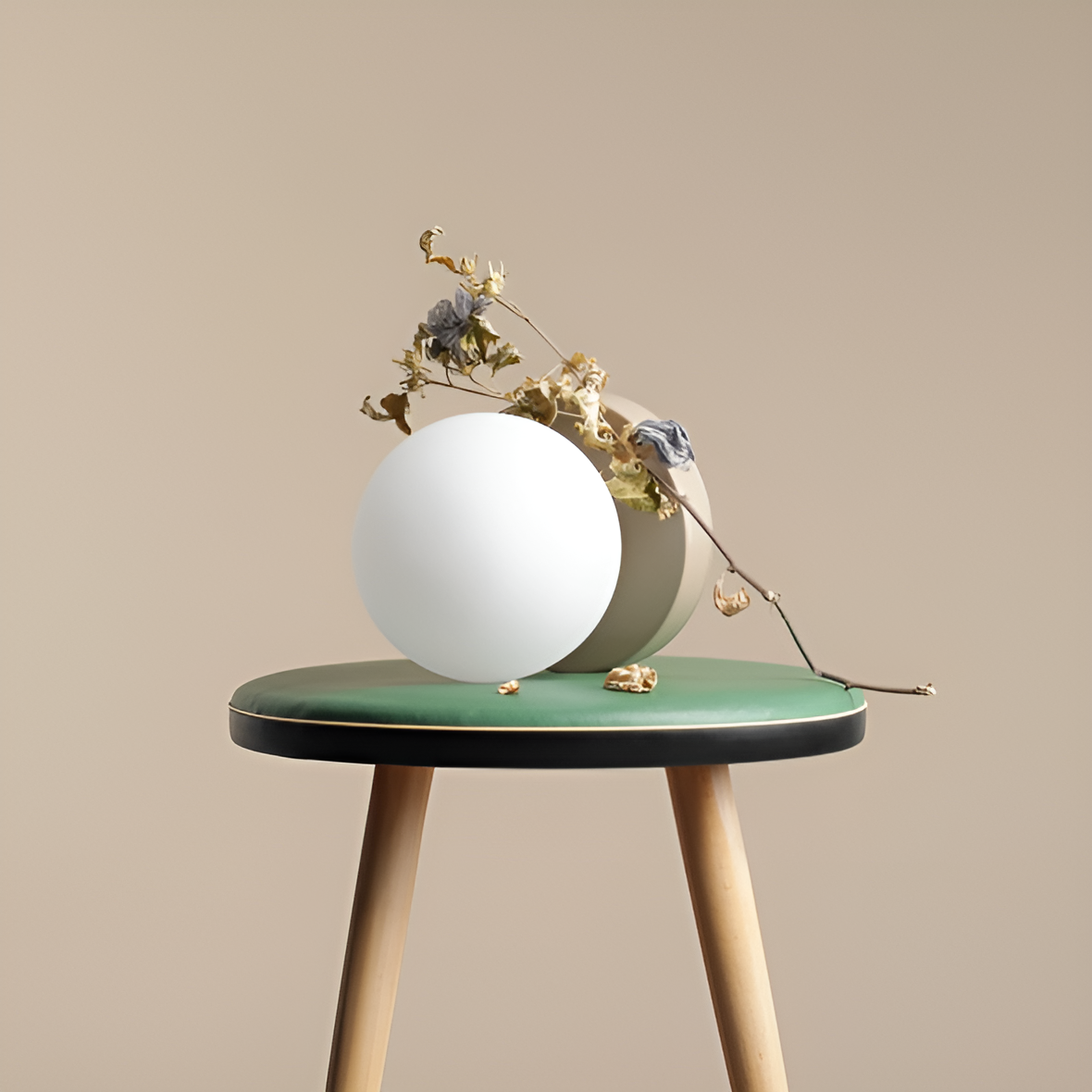 Lampa stołowa BALL beżowy – szkło