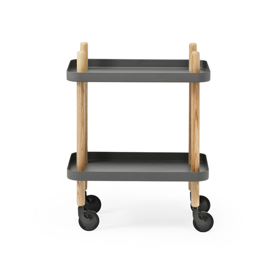 Wagen op wielen BLOCK donkergrijs met essen poten