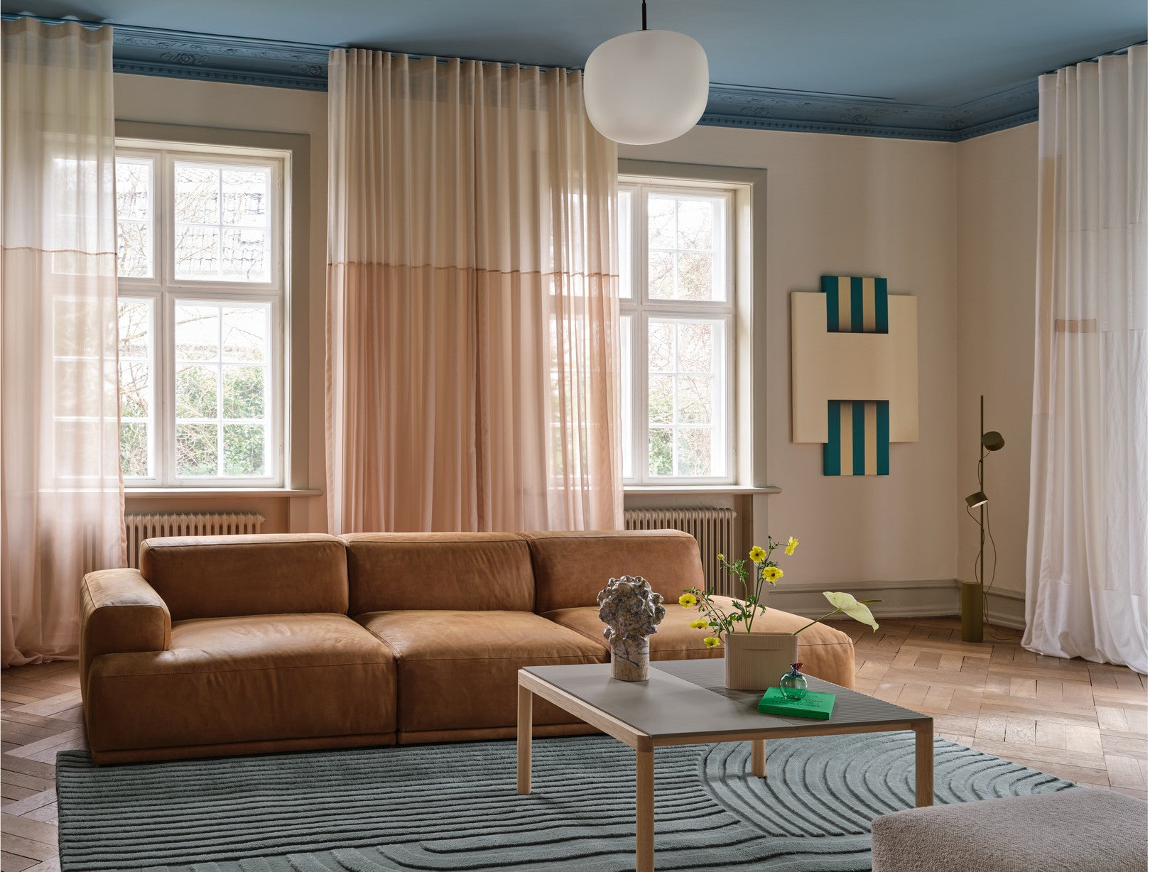 Salontafel COUPLE taupe met eiken basis