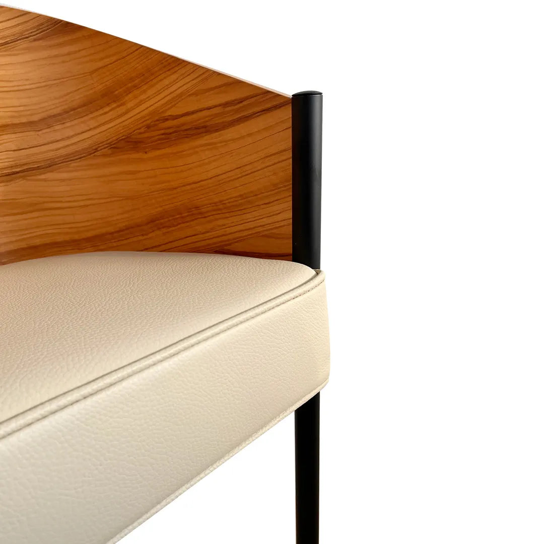 Costs chair olive veneer with beige leather