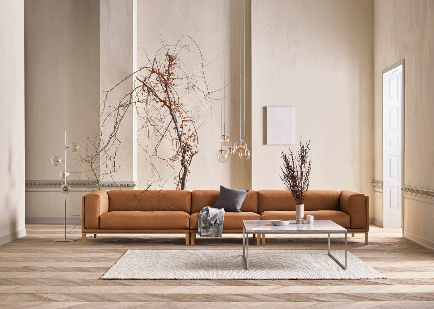 Modulaire bank COSY - middenmodule met gebleekte basis