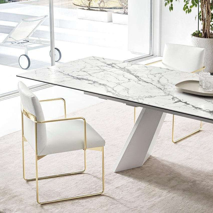 GALA Armchair with Upholstered Seat and Gold Base