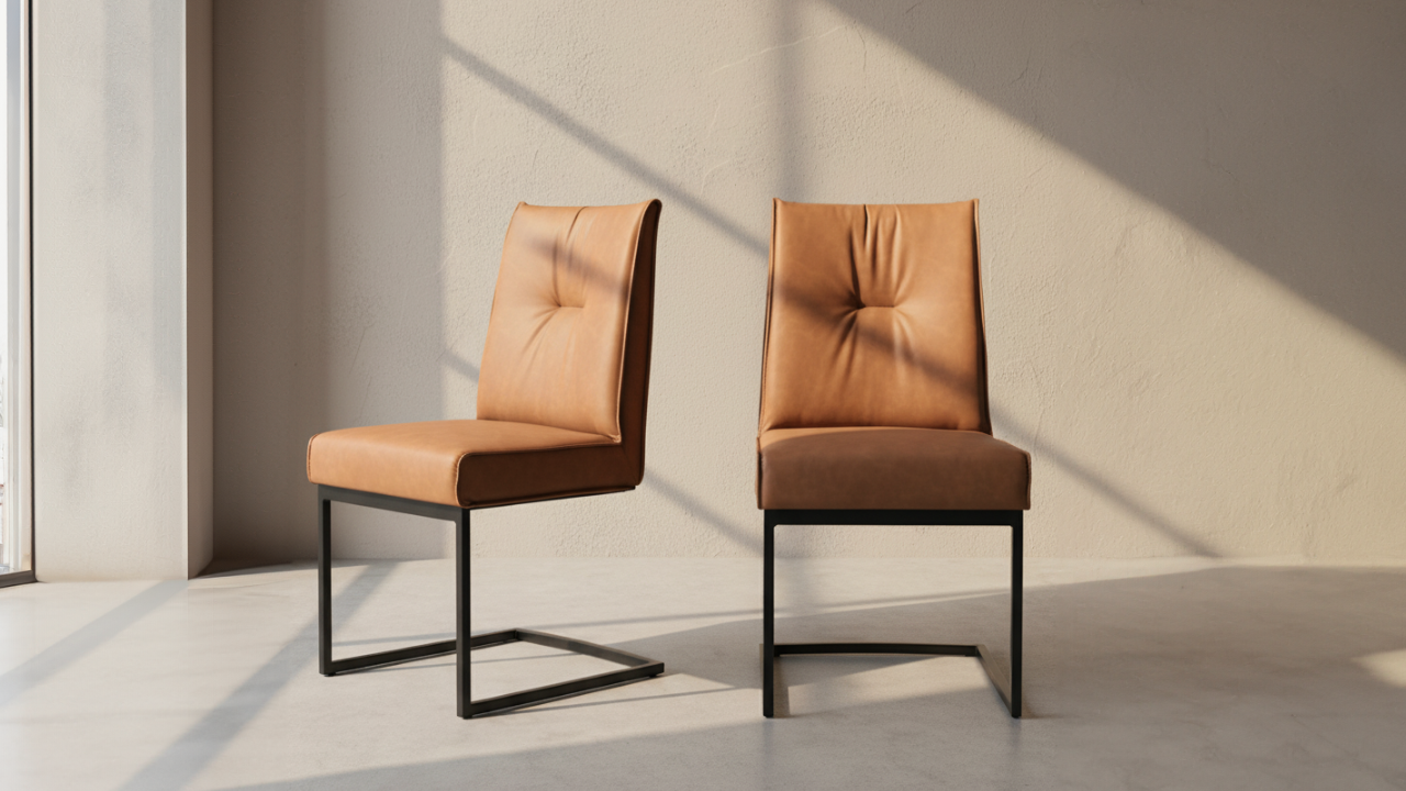 Stuhl ROMY taupe Sitzfläche mit schwarzem Gestell