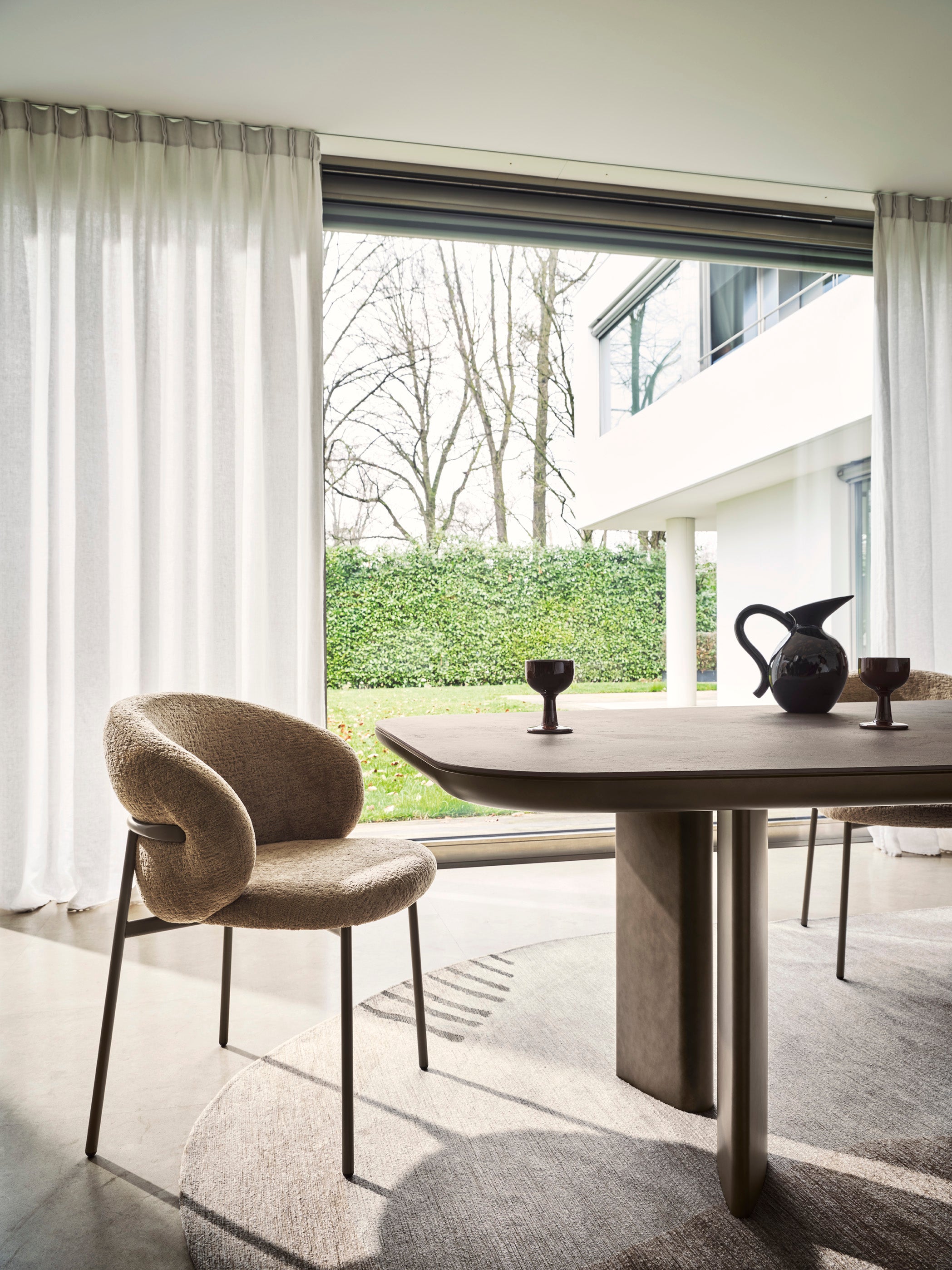 SANDY Table with Brown Top and Brown Brushed Base