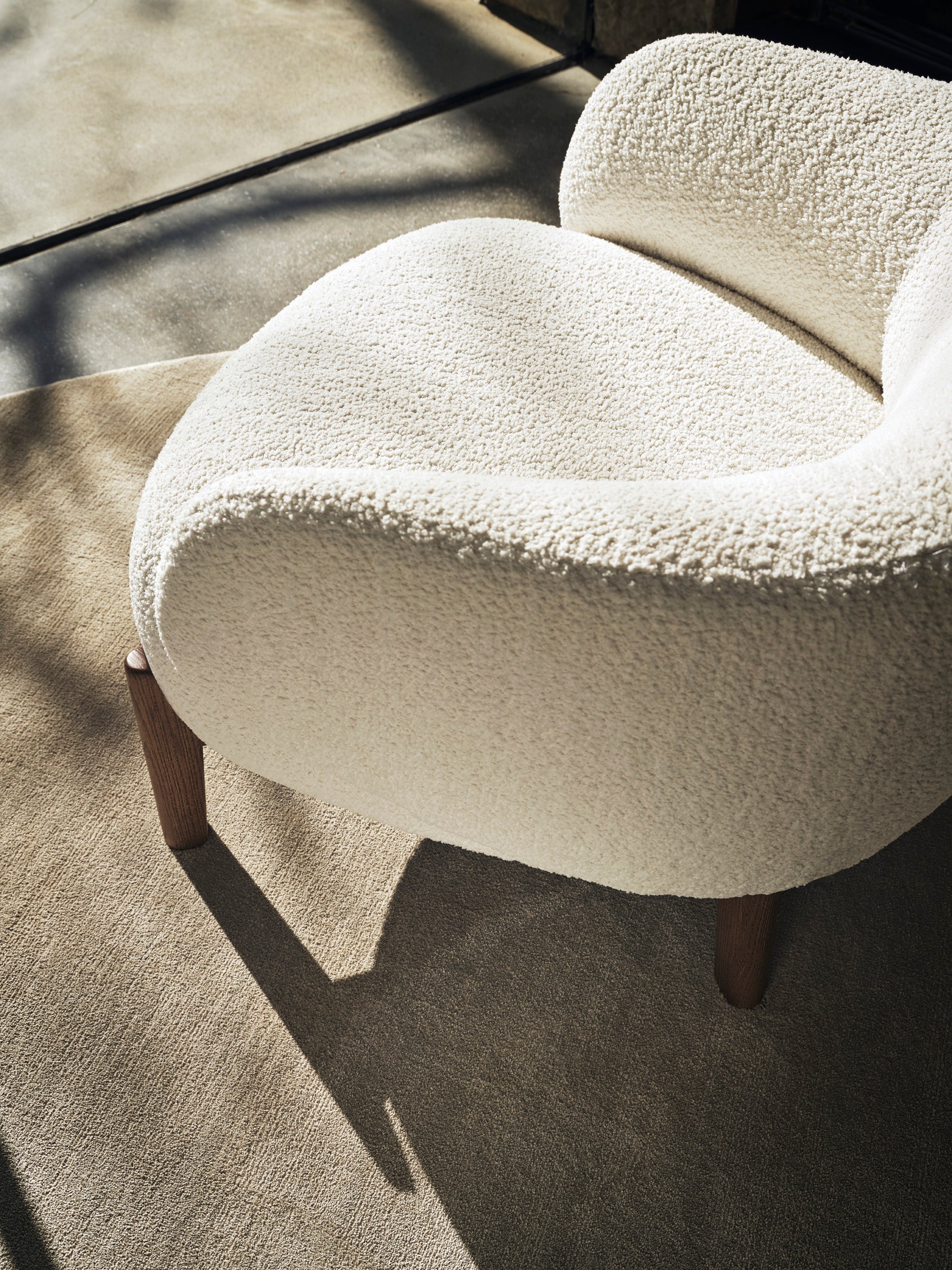 HOLLY FAB upholstered armchair with walnut base