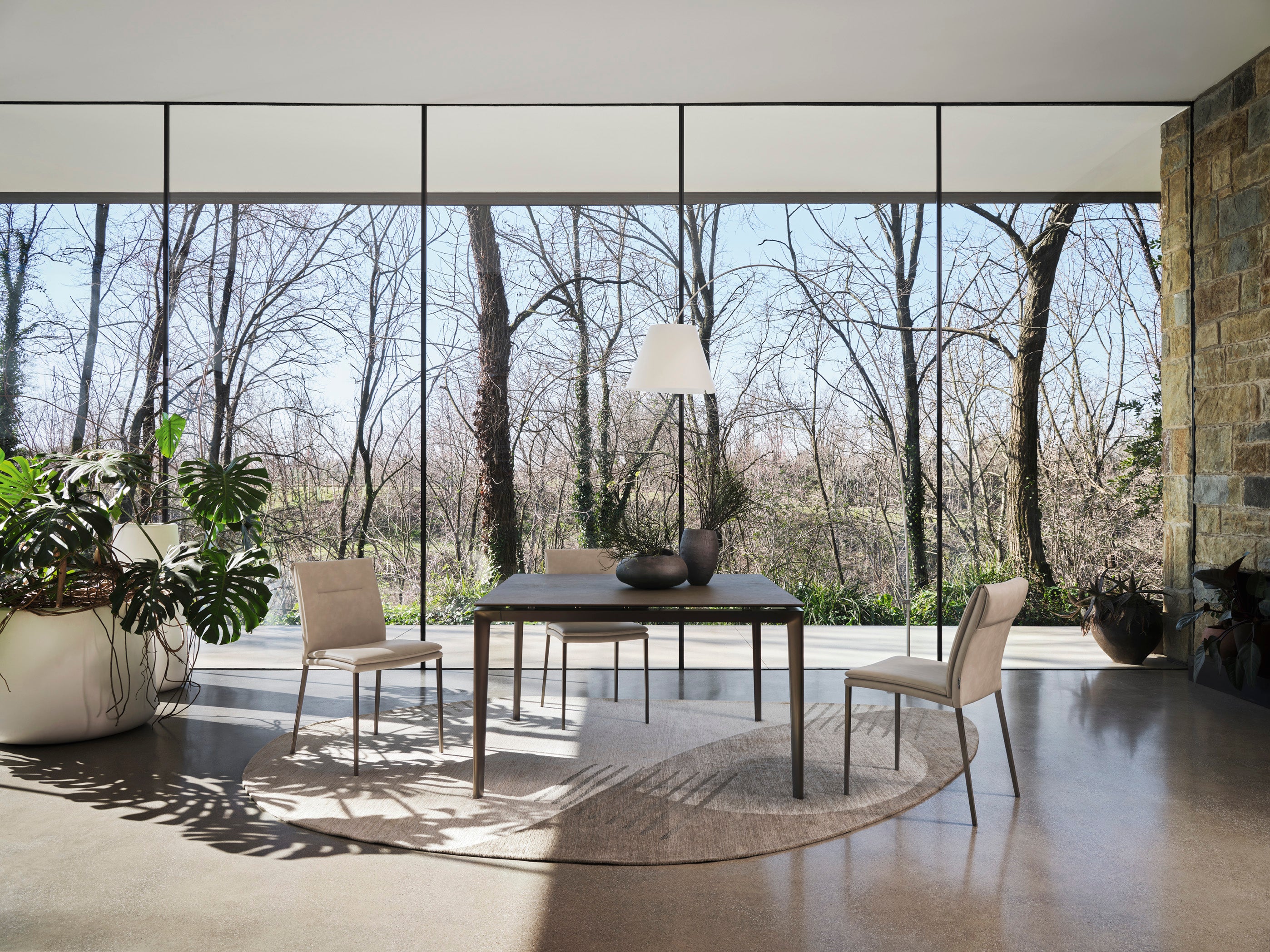 Oval rug OMBRA cream with brown pattern