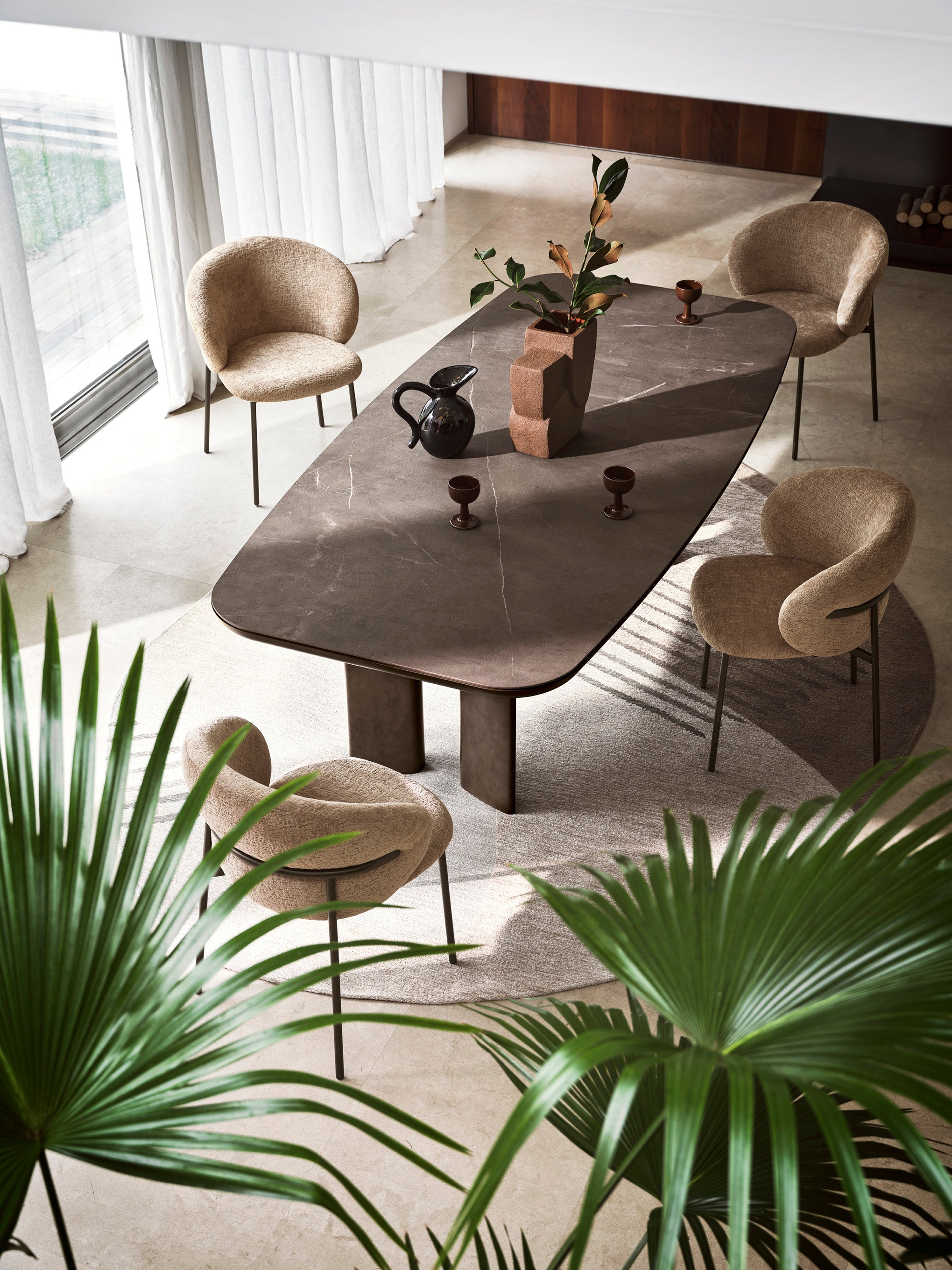 SANDY Table with Brown Top and Brown Brushed Base