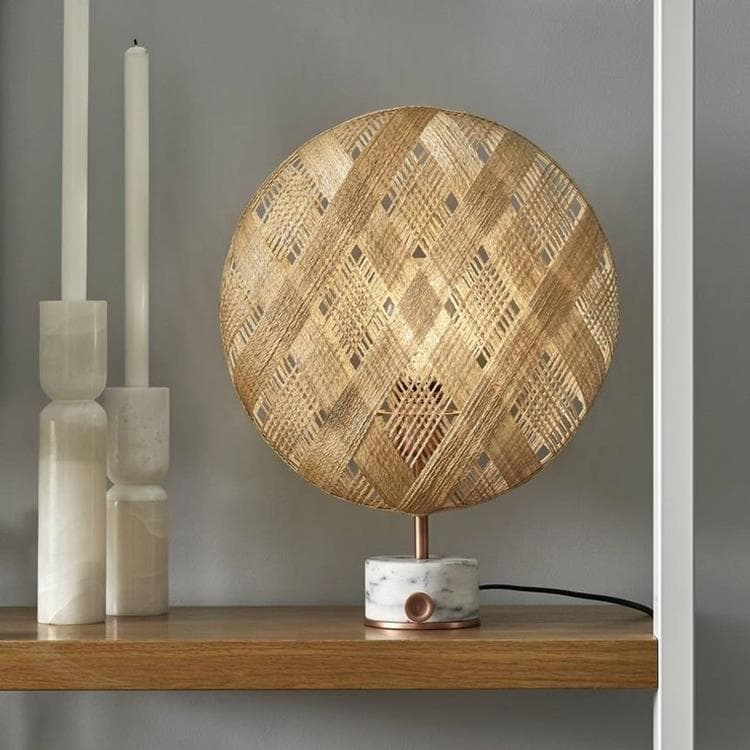 Lampa stołowa CHANPEN DIAMANT beżowy z miedzianą podstawą ze ściemniaczem