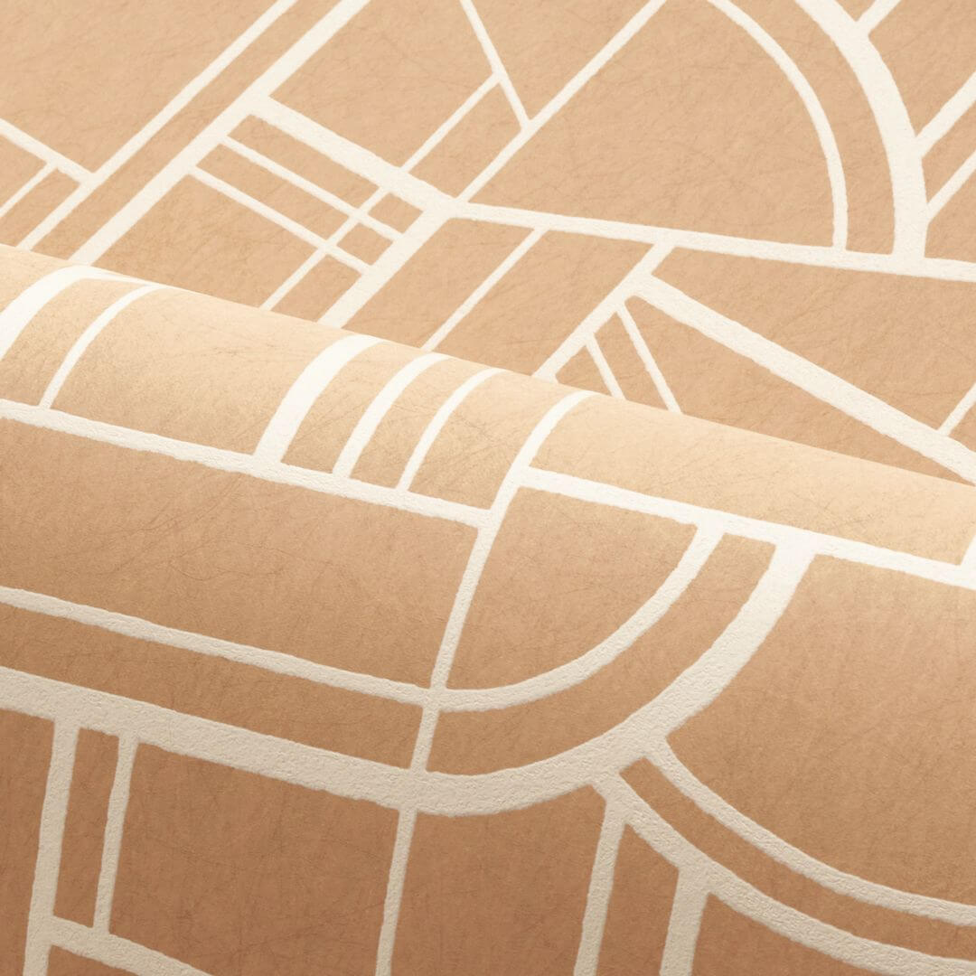 Metallische Tapete mit geometrischem Muster CINÉTIQUE - NUDE warmes Beige