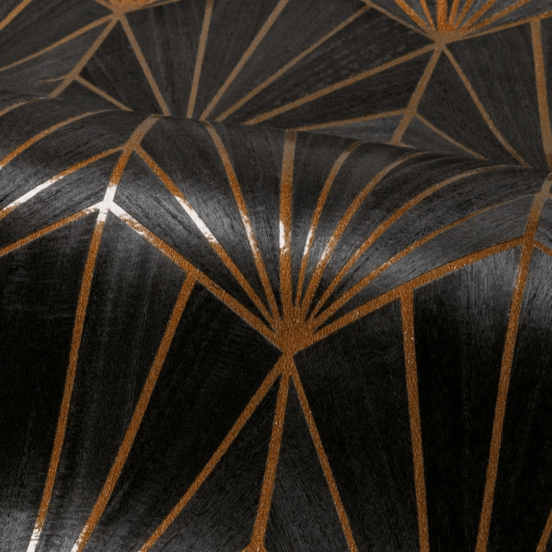 Geweven behang met geometrisch art deco patroon MYTHIQUE - CARBONE BRONZE donkerbruin