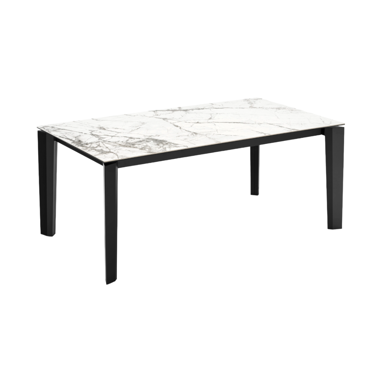 Uittrekbare tafel DELTA met wit blad en zwarte basis