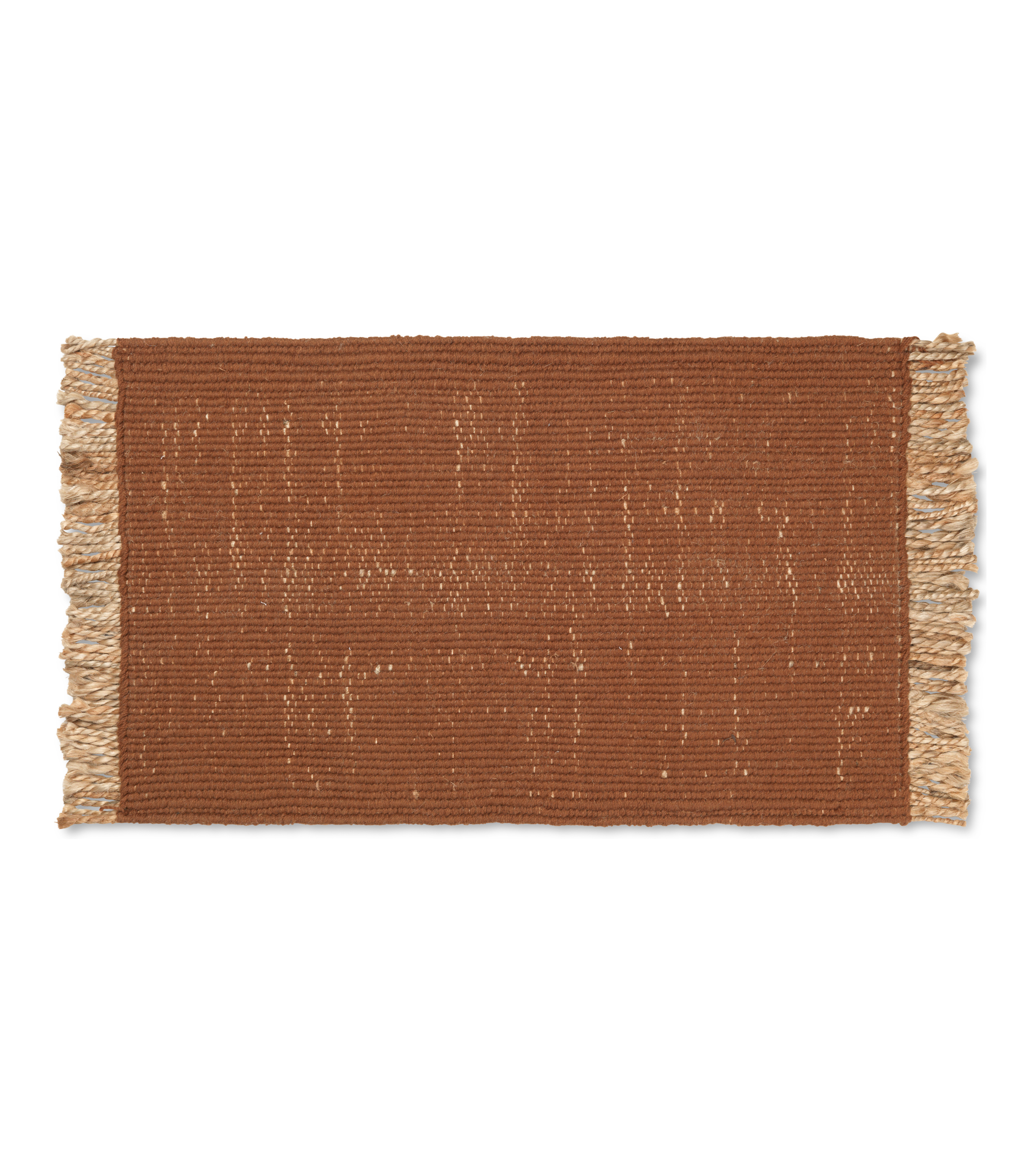 BLOCK MAT brick rug with beige fringes