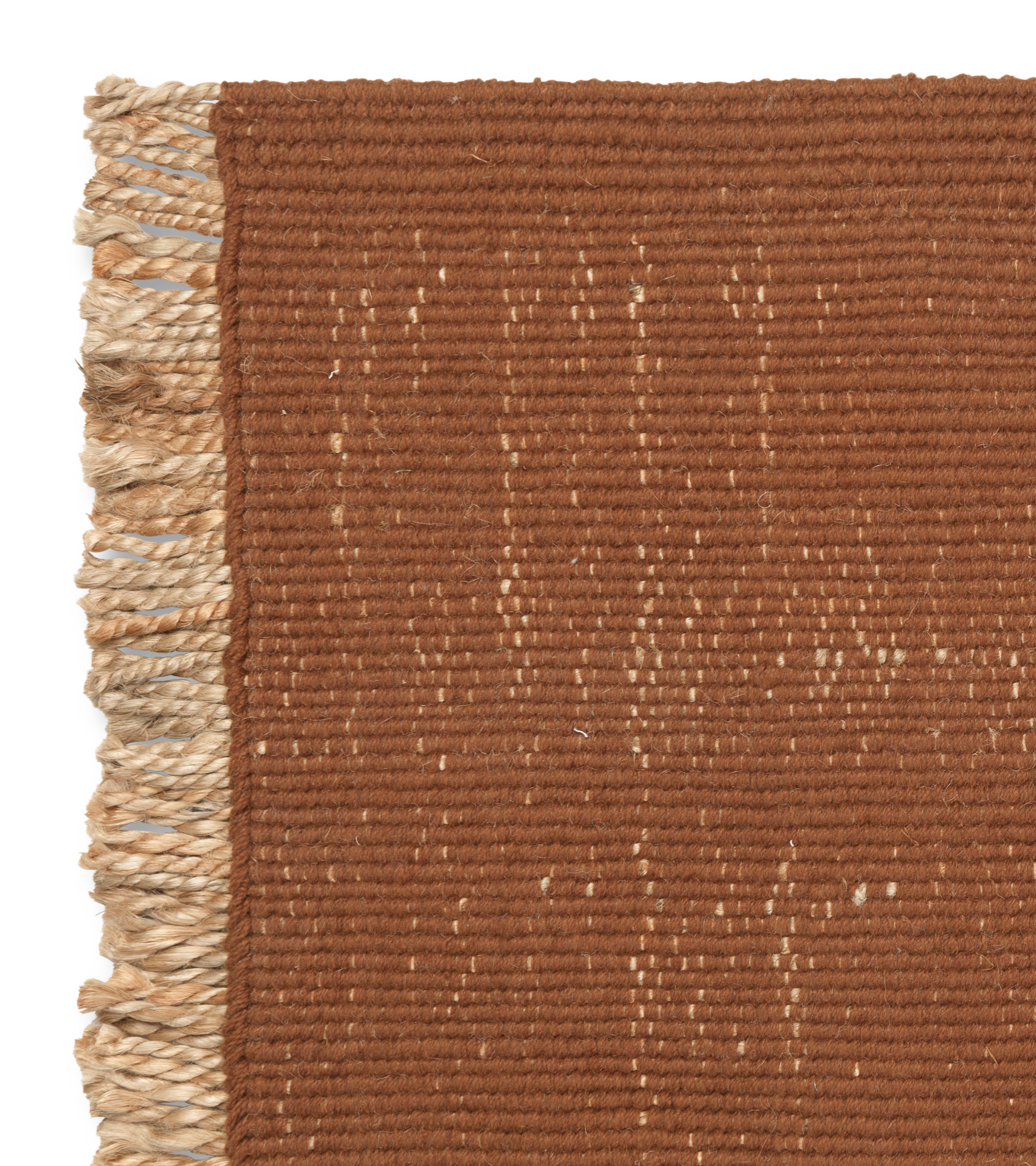 BLOCK MAT brick rug with beige fringes