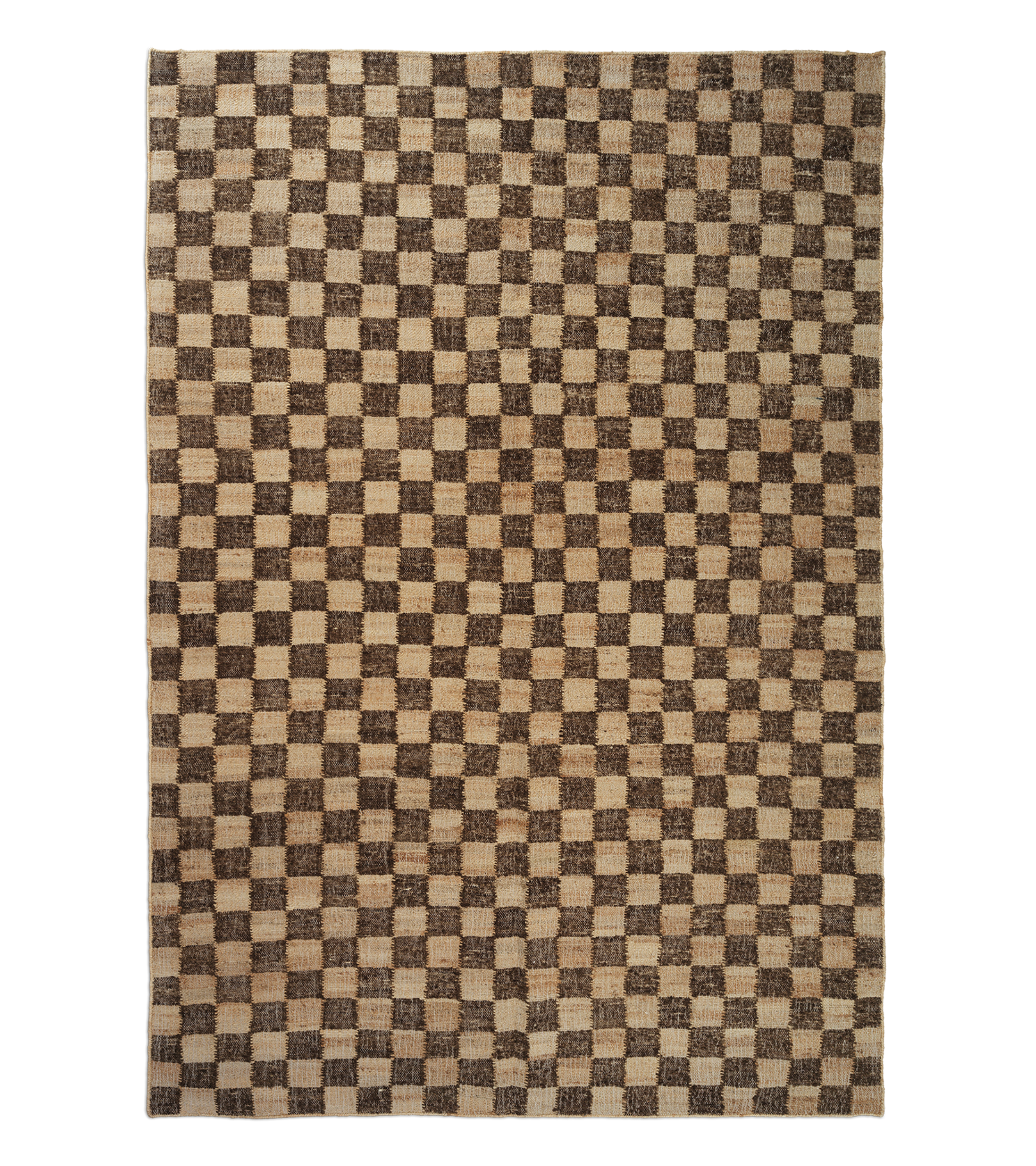 CHECK brown wool-jute rug
