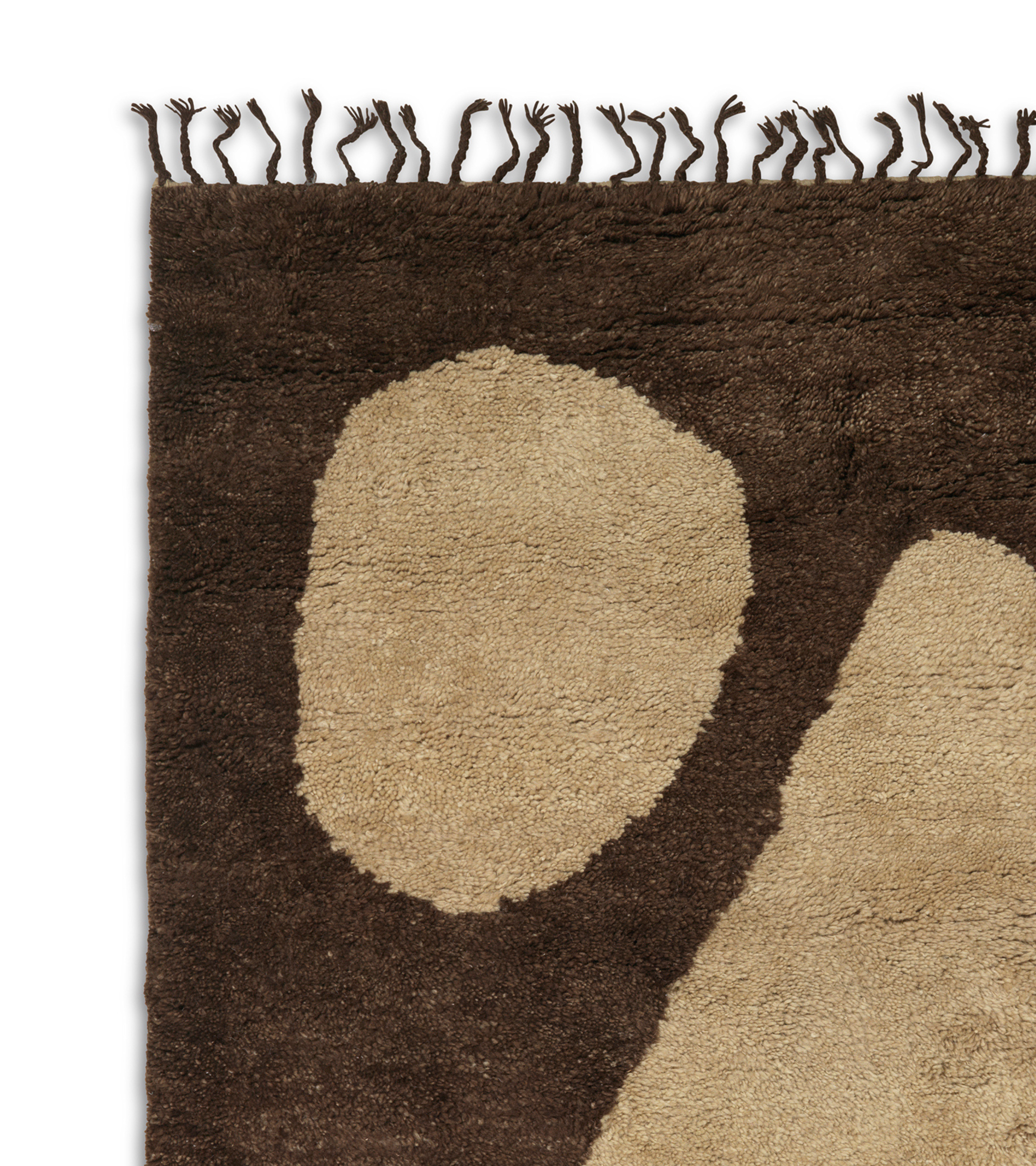 ABSTRACT brown long pile rug with beige