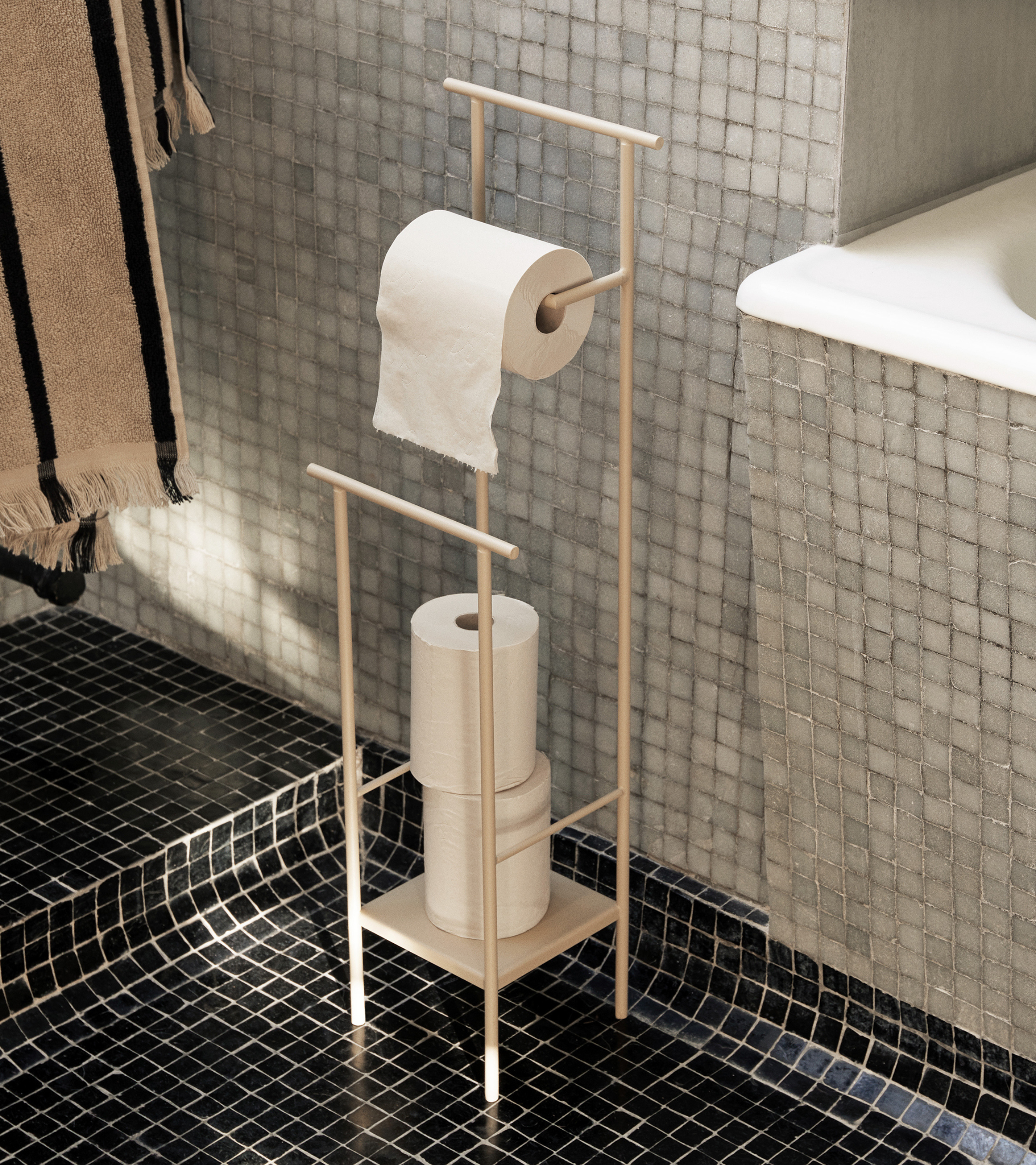 Stojak na papier DORA beżowy – styl minimalistyczny