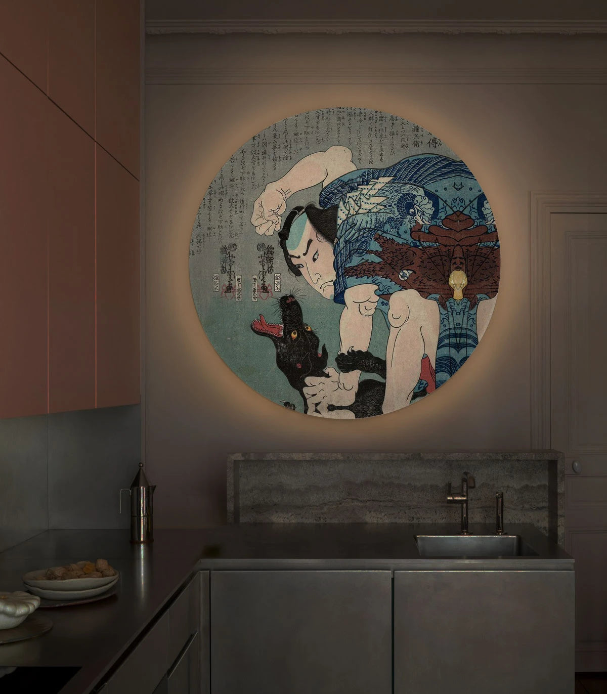 Wandleuchte DOTS LIGHTING - SAMURAI ENCOUNTER grau-blau